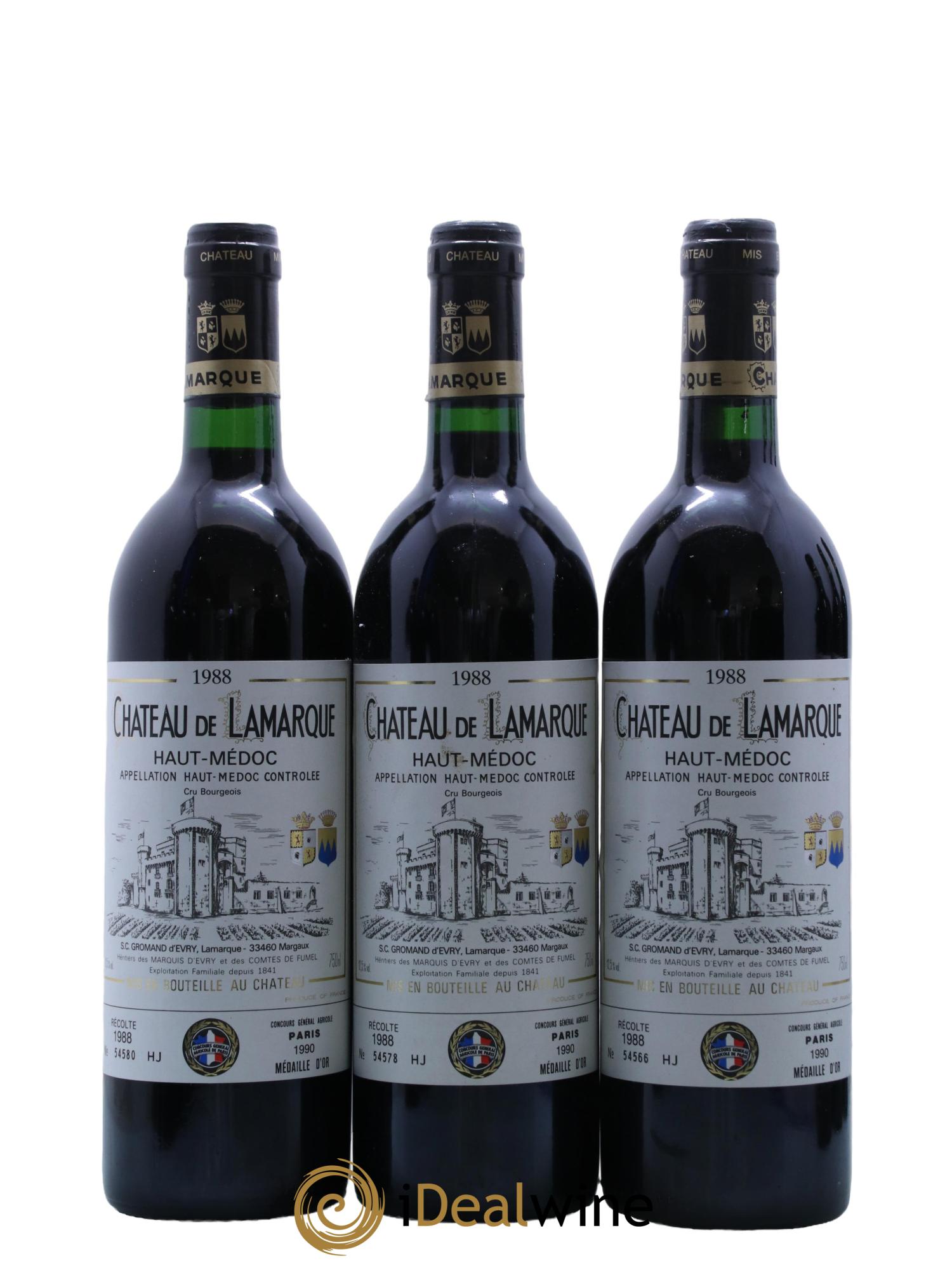 Château de Lamarque Cru Bourgeois 1988 - Lot de 6 bouteilles - 1