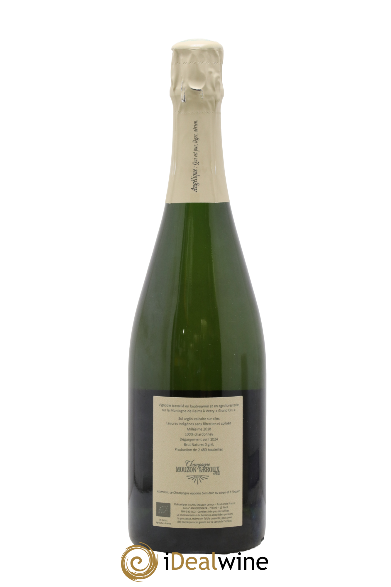 L'Angélique Blanc de Blancs Grand Cru Extra Brut Mouzon-Leroux 2018 - Lot de 1 bouteille - 1