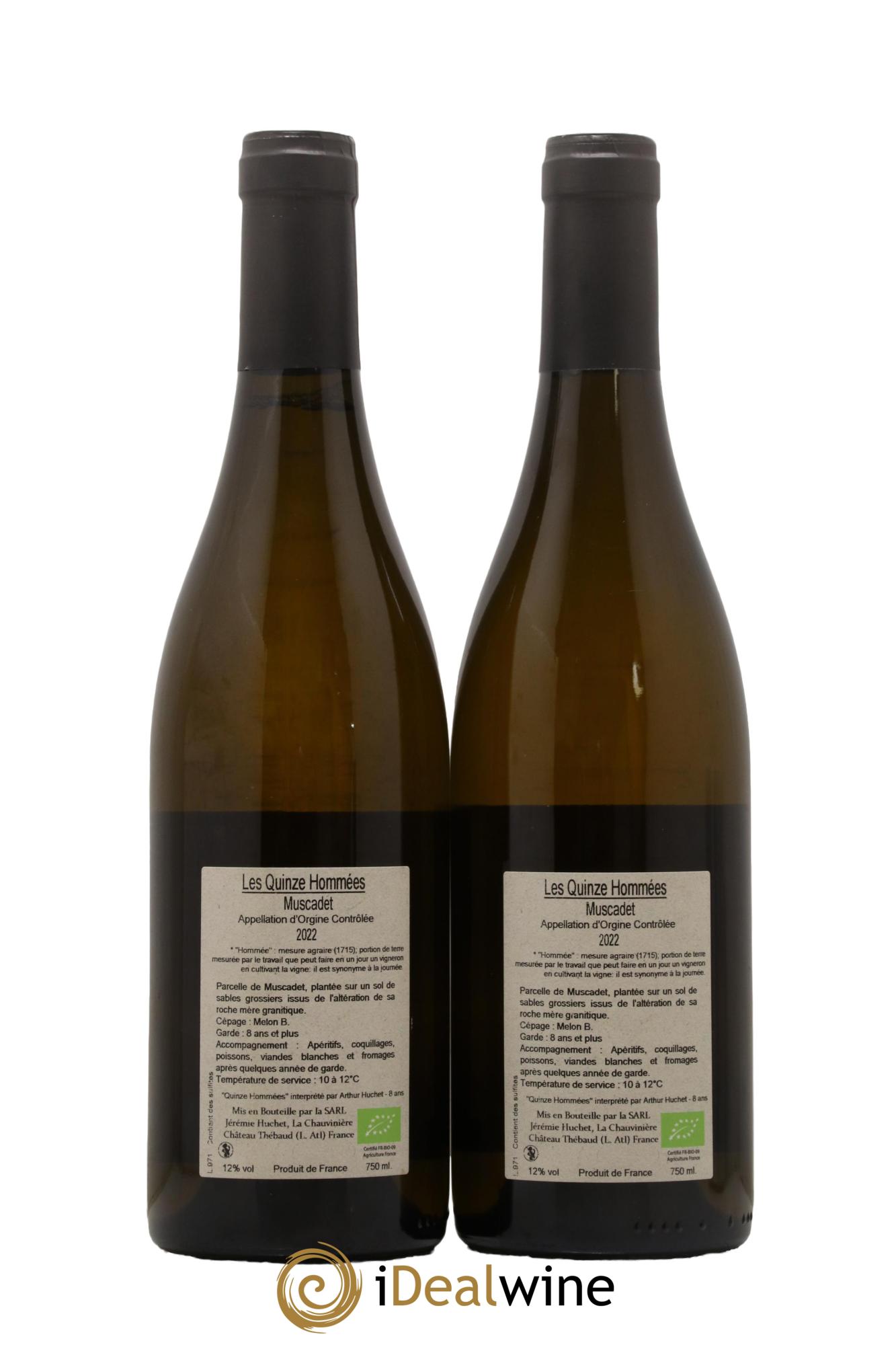 Muscadet Les Quinze Hommées Domaine de la Chauvinière (Jérémie Huchet) 2022 - Lot de 2 bouteilles - 1