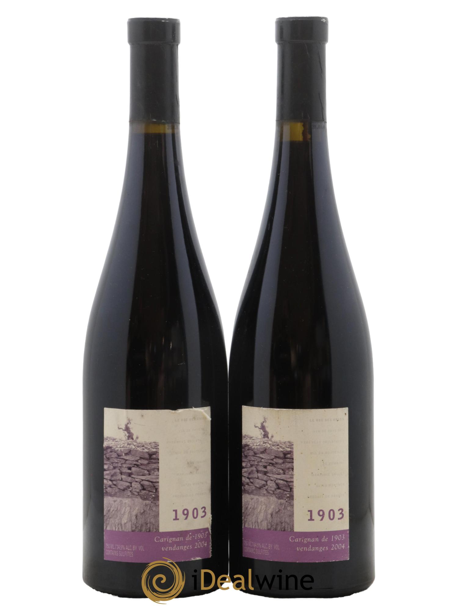 Côtes Catalanes Roc des Anges Carignan 1903 Marjorie et Stéphane Gallet 2004 - Lot de 2 bouteilles - 0