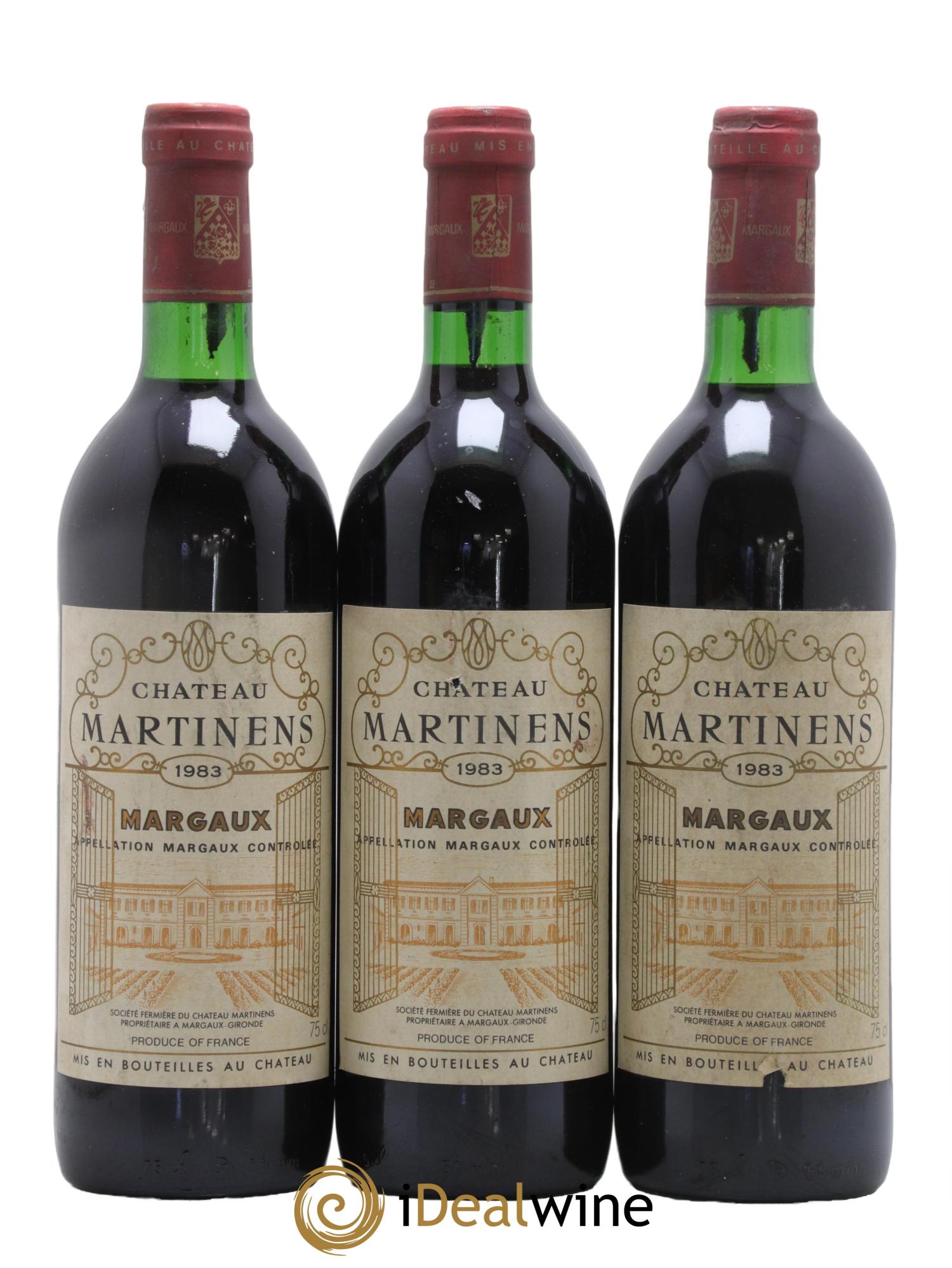 Château Martinens Cru Bourgeois 1983 - Lot de 3 bouteilles - 0