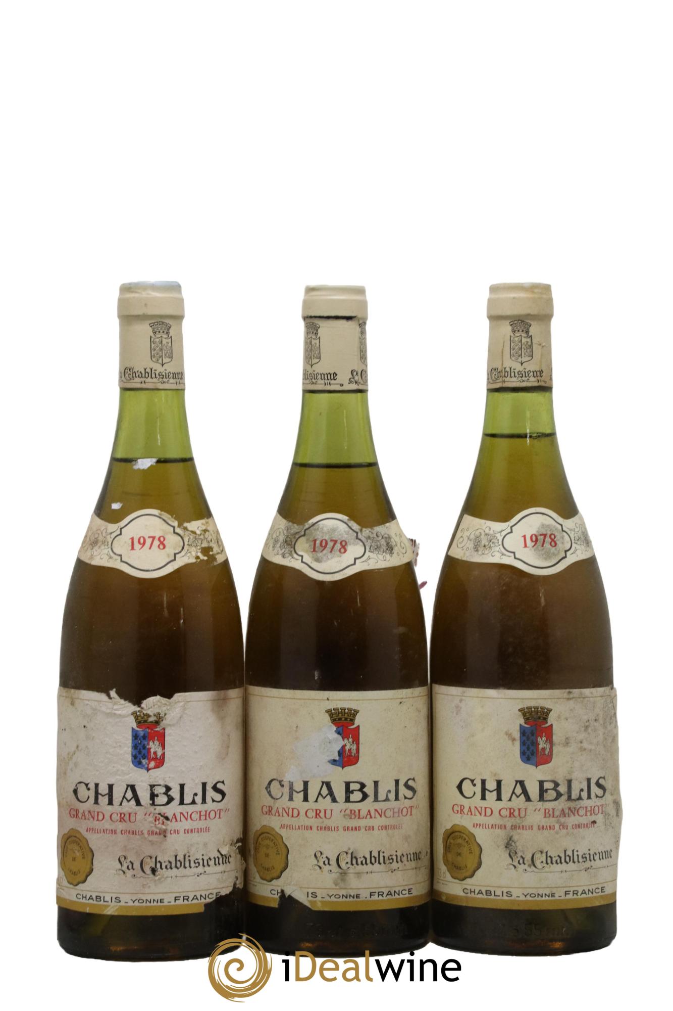 Chablis Grand Cru Les Blanchots La Chablisienne 1978 - Lot de 3 bouteilles - 0