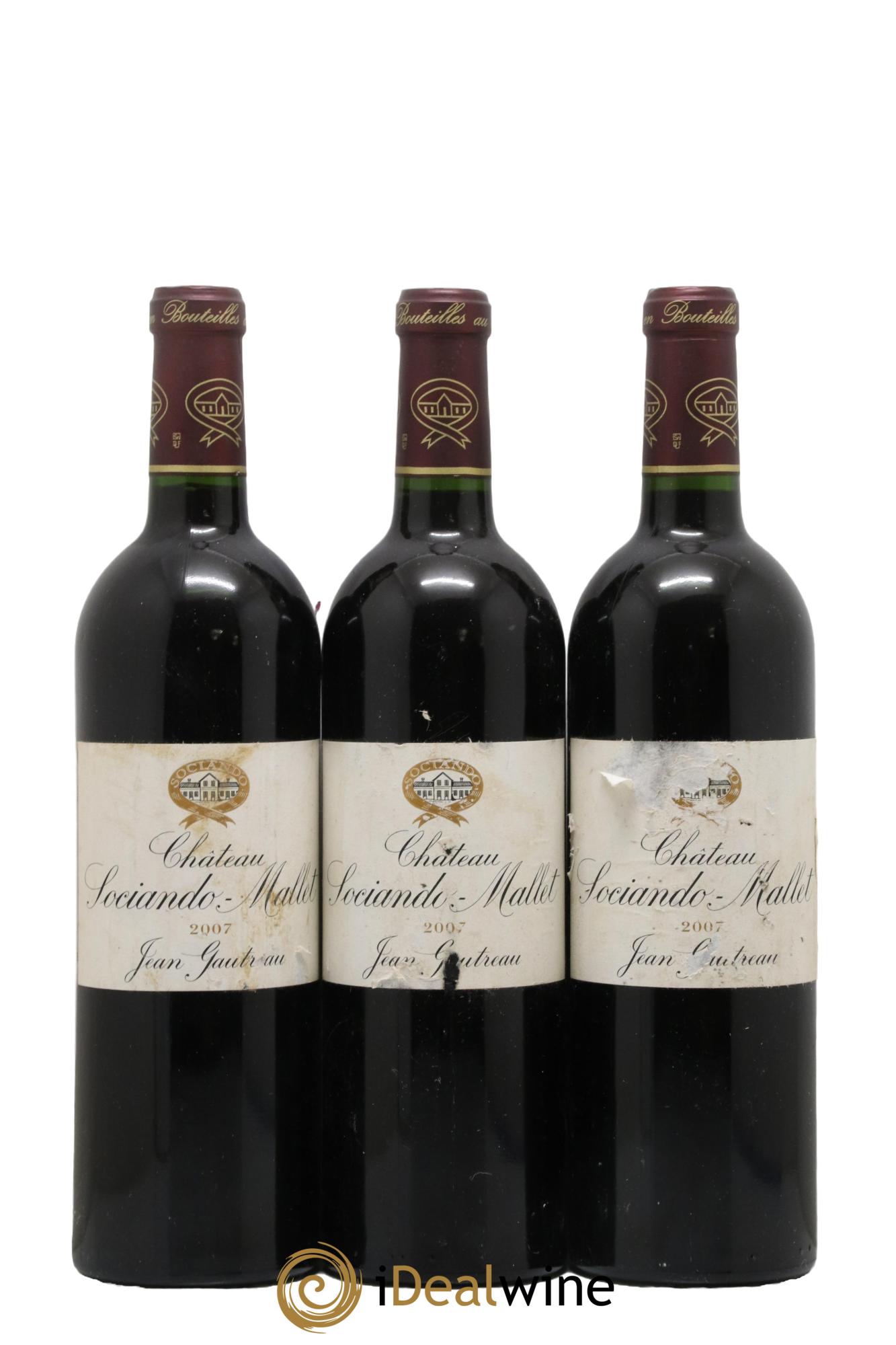 Château Sociando Mallet 2007 - Lot de 3 bouteilles - 0