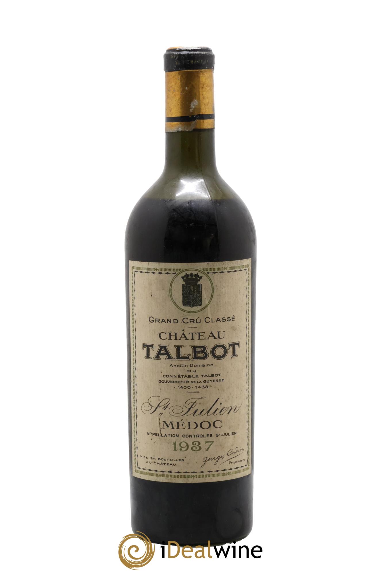 Château Talbot 4ème Grand Cru Classé 1937 - Lotto di 1 bottiglia - 0