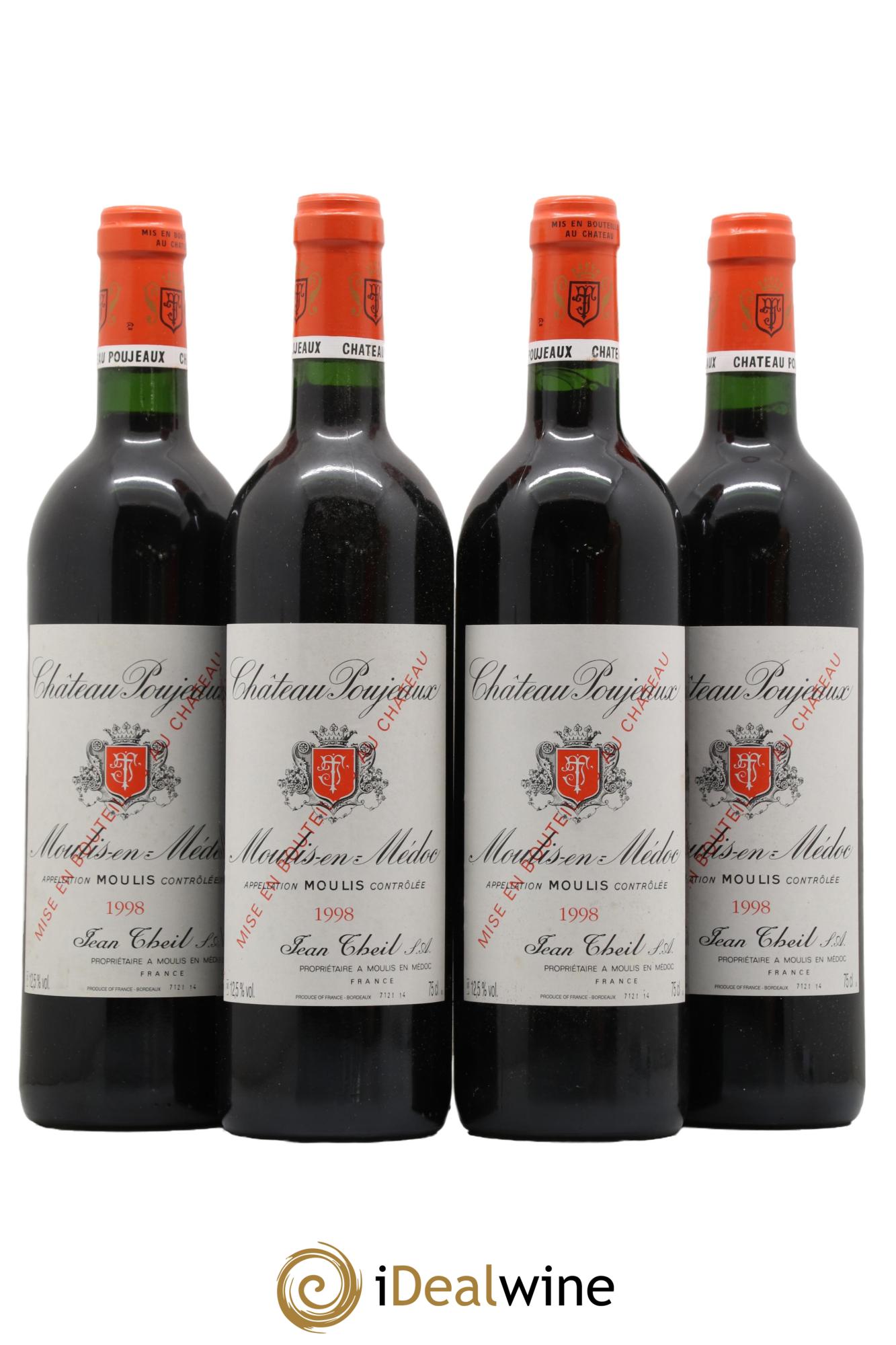 Château Poujeaux 1998 - Lot de 4 bouteilles - 0