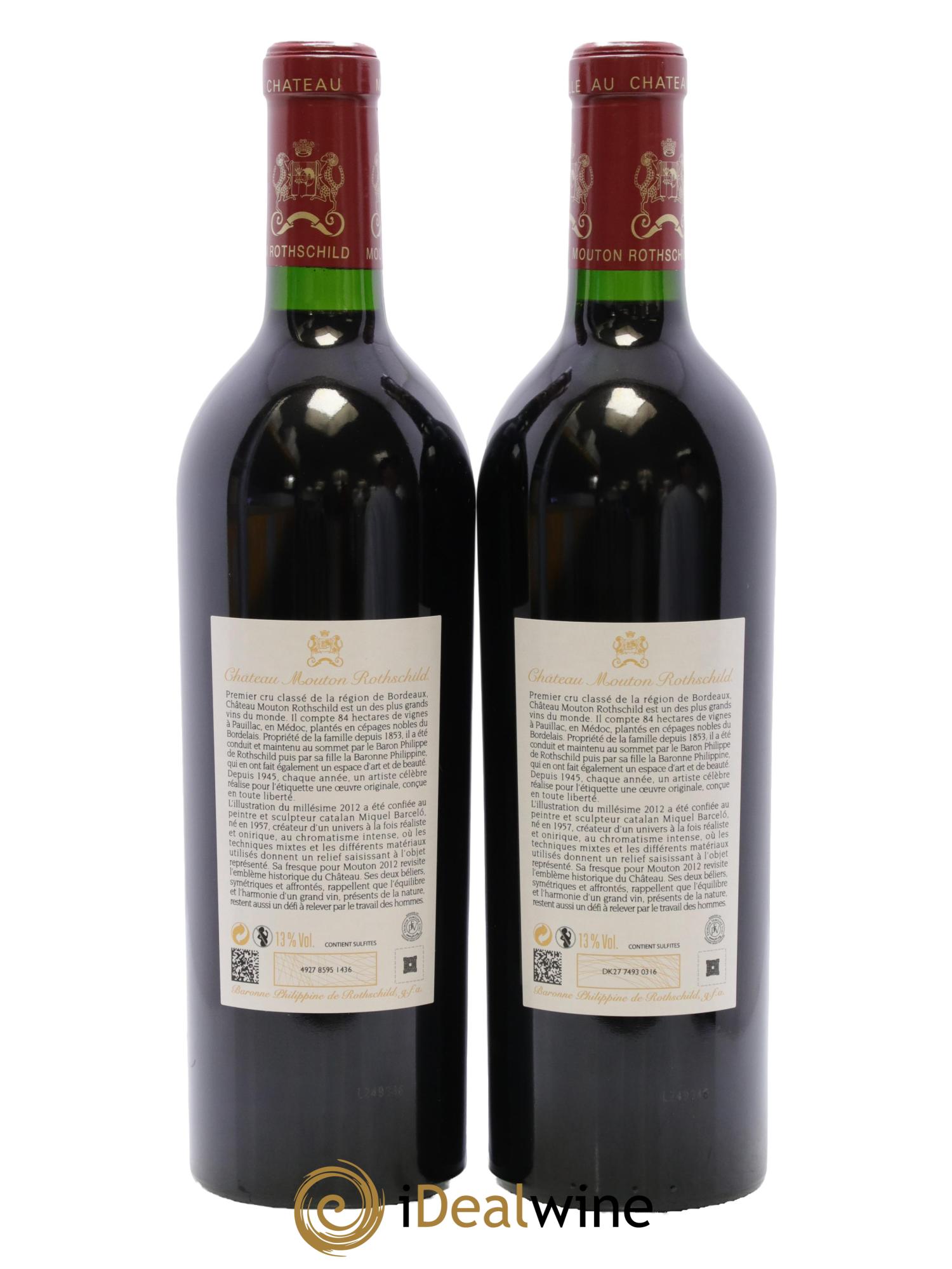 Château Mouton Rothschild 1er Grand Cru Classé 2012 - Lot of 2 bottles - 1
