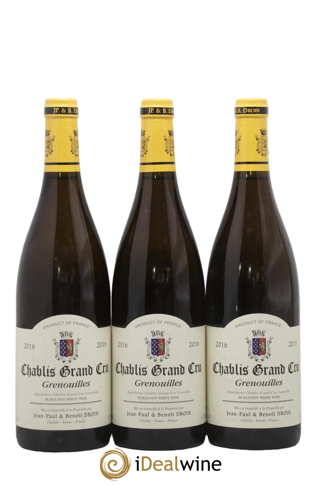 Chablis Grand Cru Grenouilles Jean-Paul & Benoît Droin (Domaine) 2016 - Lotto di 3 bottiglie - 0