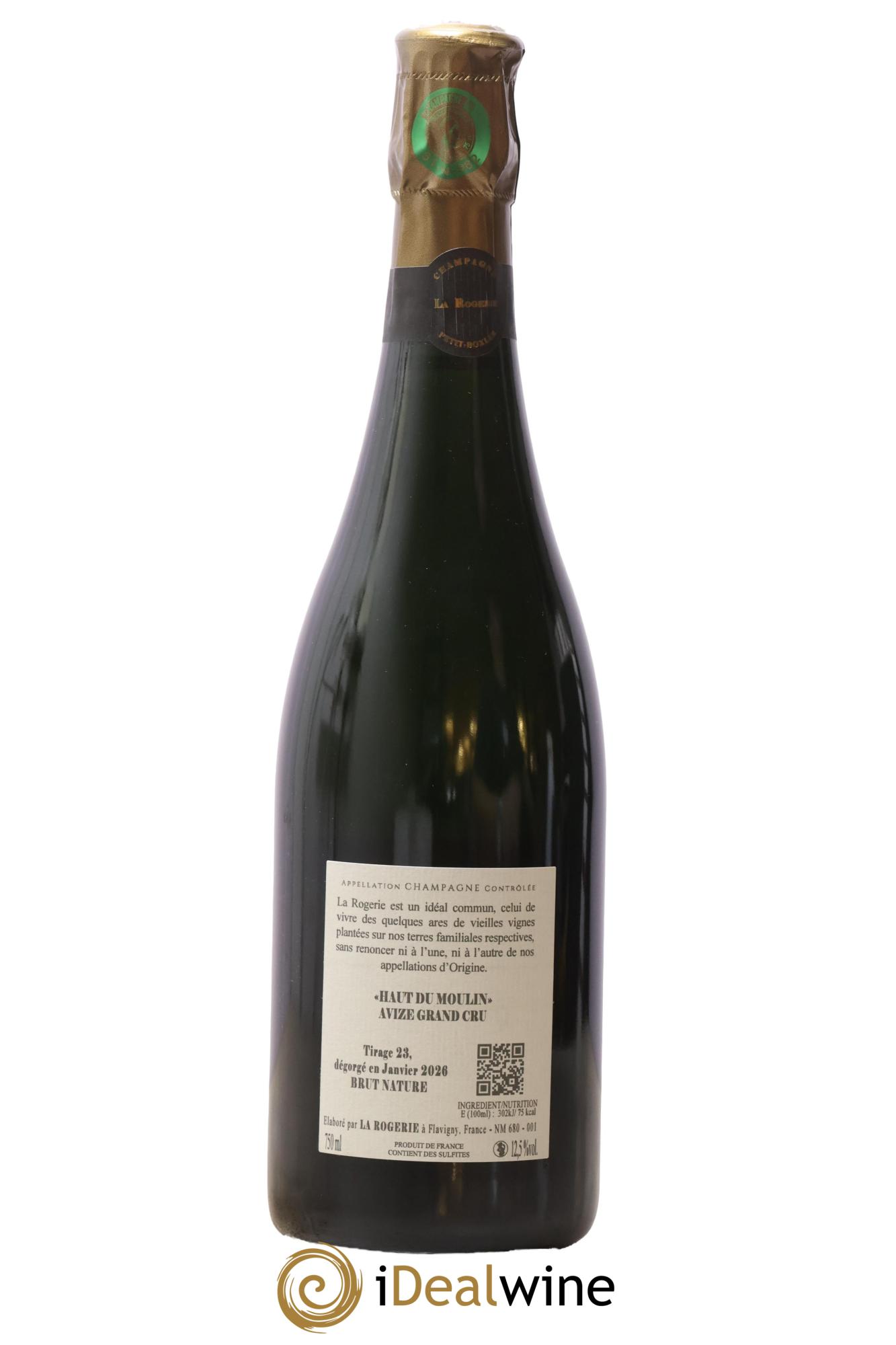 Champagne Haut du Moulin Avize Blanc de Blancs Grand Cru La Rogerie - Lot of 1 bottle - 1