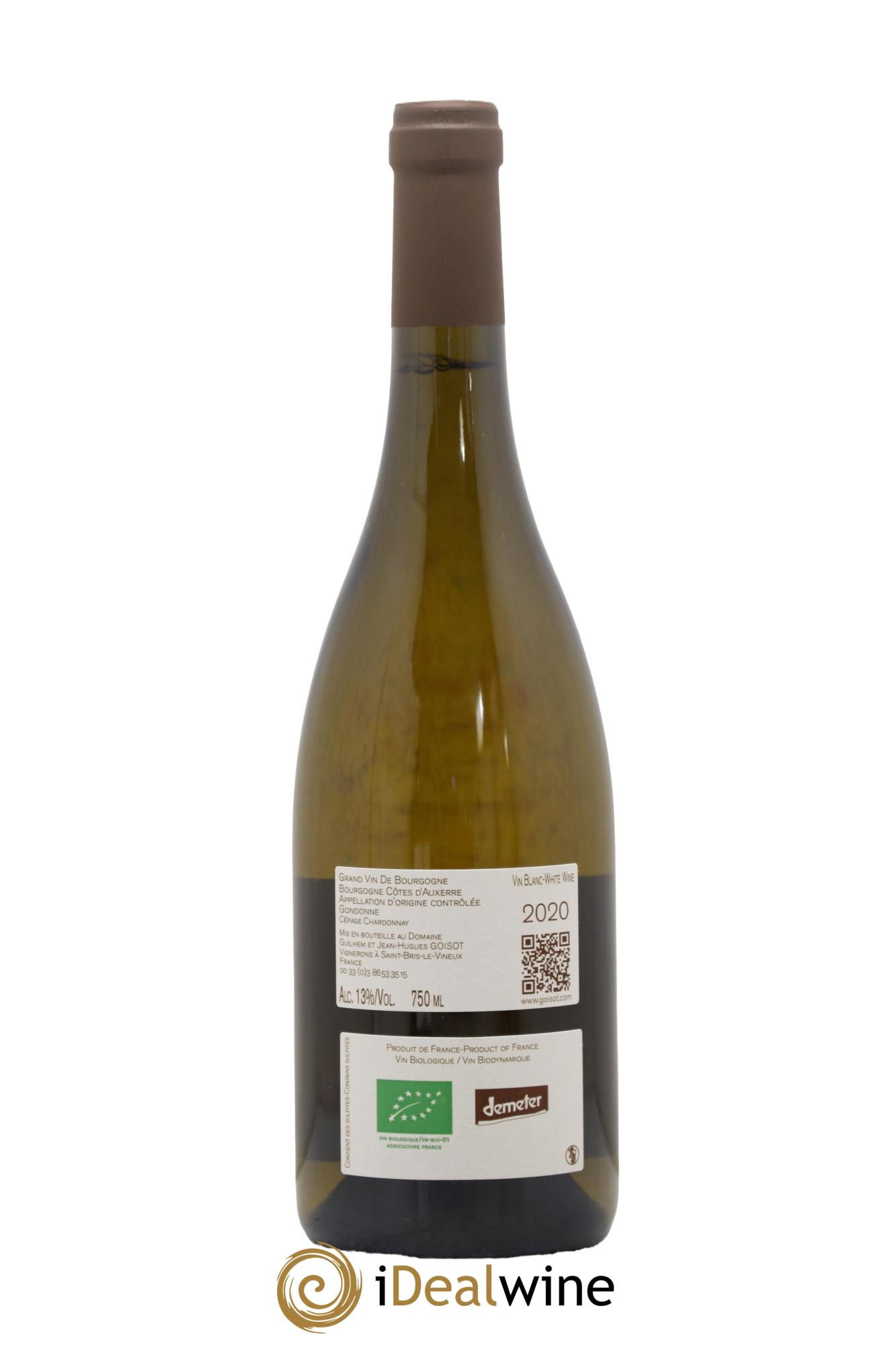 Bourgogne Côtes d'Auxerre Gondonne Goisot  2020 - Lot de 1 bouteille - 1