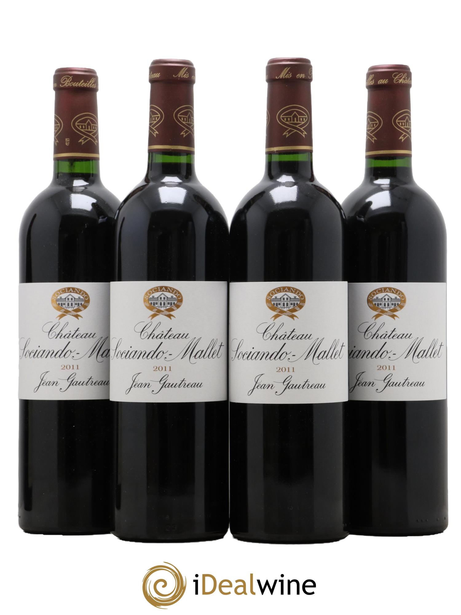 Château Sociando Mallet 2011 - Lotto di 4 bottiglie - 0