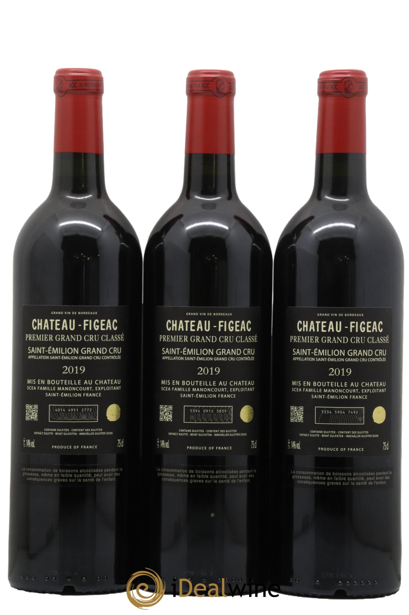 Château Figeac 1er Grand Cru Classé A 2019 - Lot of 3 bottles - 1