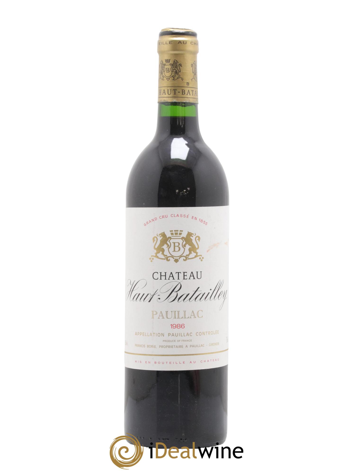Château Haut Batailley 5ème Grand Cru Classé 1986 - Lot de 1 bouteille - 0
