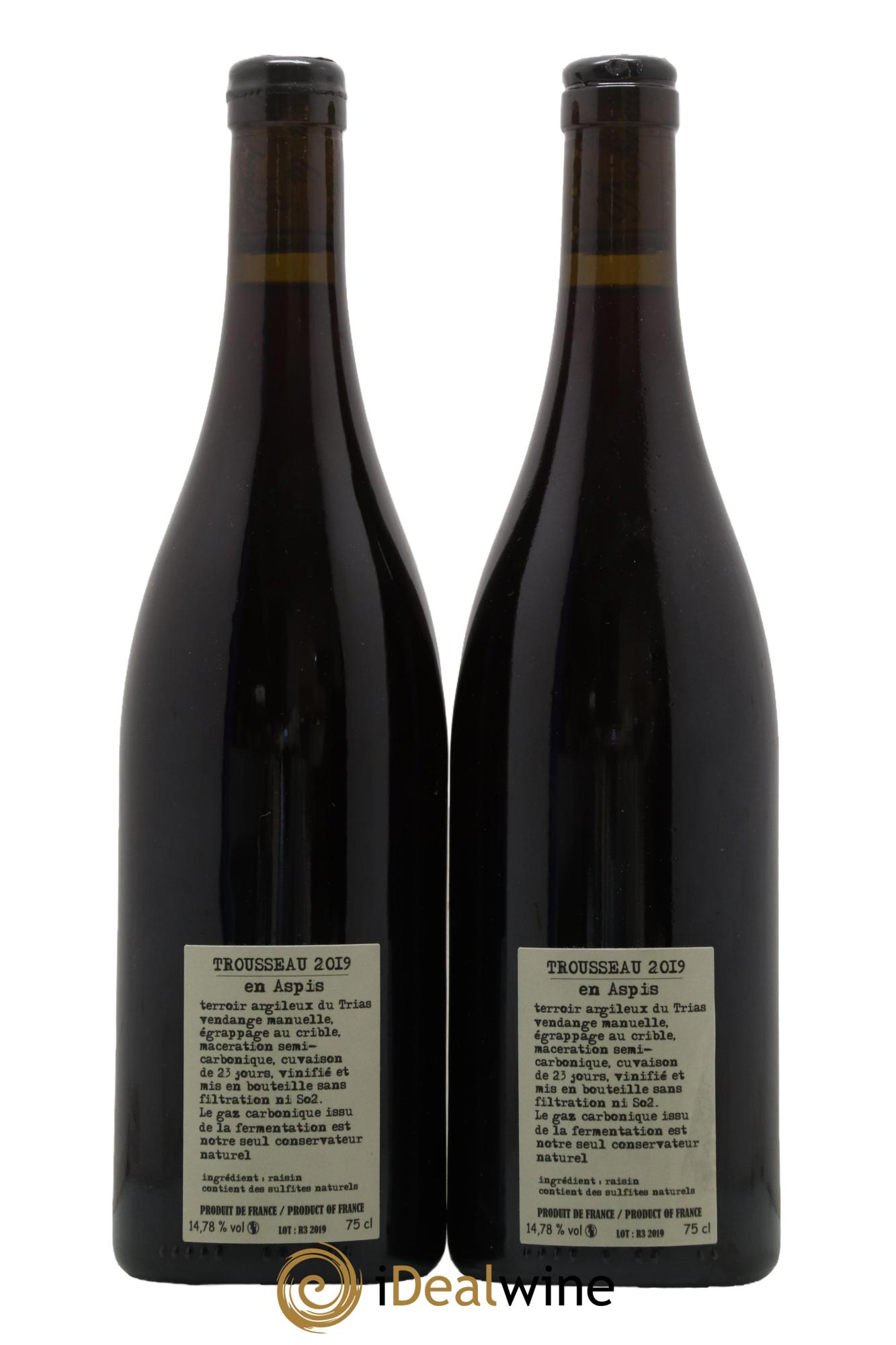 Arbois-Pupillin Trousseau En Aspis Adeline Houillon & Renaud Bruyère 2019 - Lot de 2 bouteilles - 1