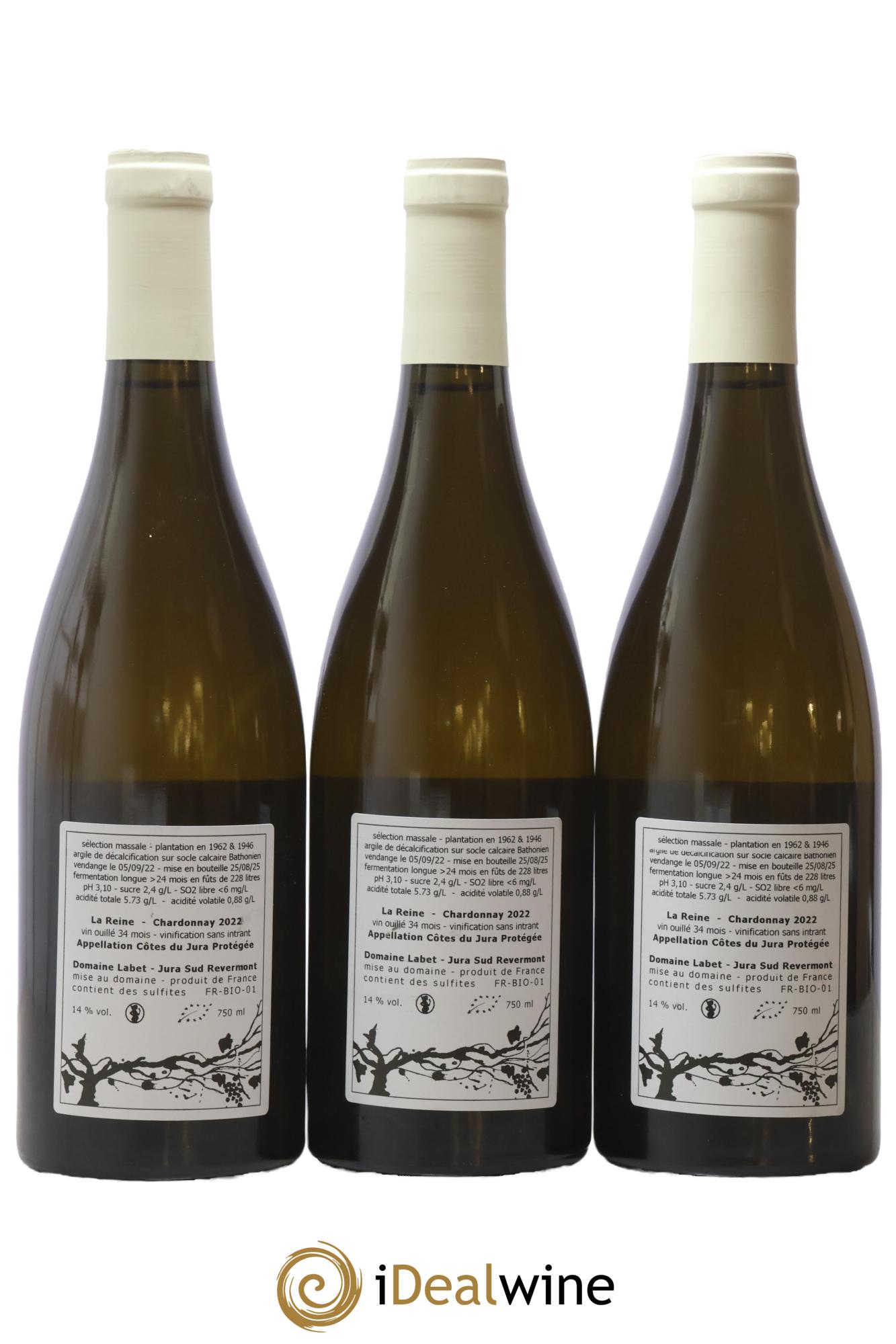 Côtes du Jura Chardonnay La Reine Romain - Julien - Charline Labet 2022 - Lot of 3 bottles - 1