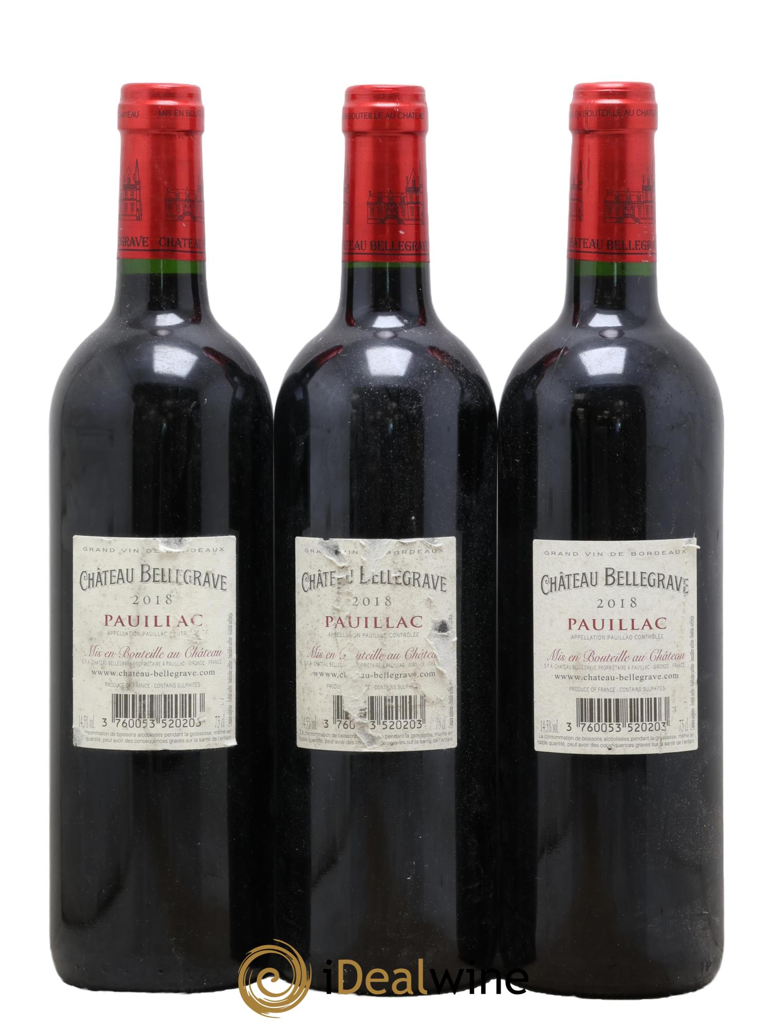 Château Bellegrave Cru Bourgeois 2018 - Lot de 3 bouteilles - 1