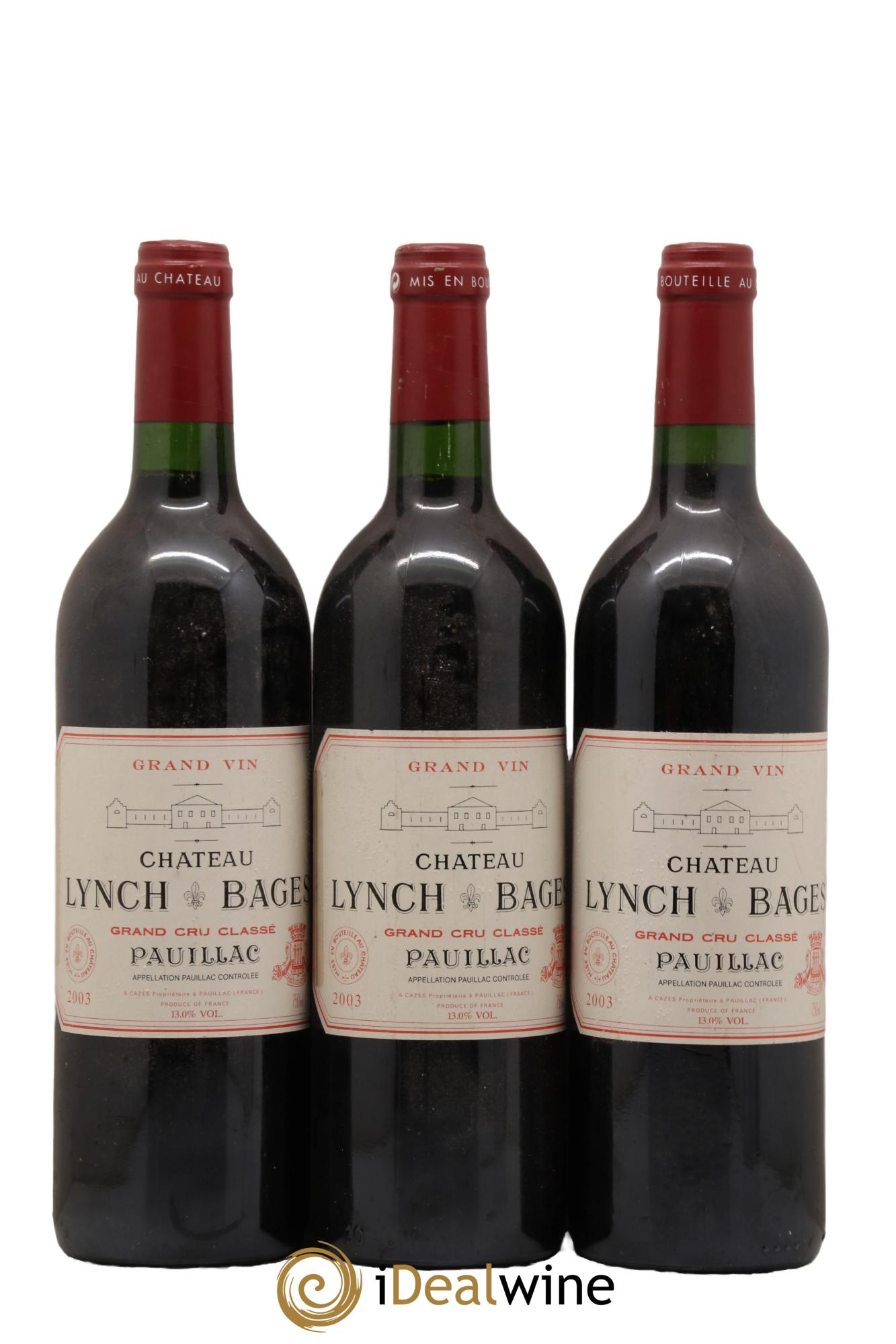 Château Lynch Bages 5ème Grand Cru Classé 2003 - Lot de 3 bouteilles - 0