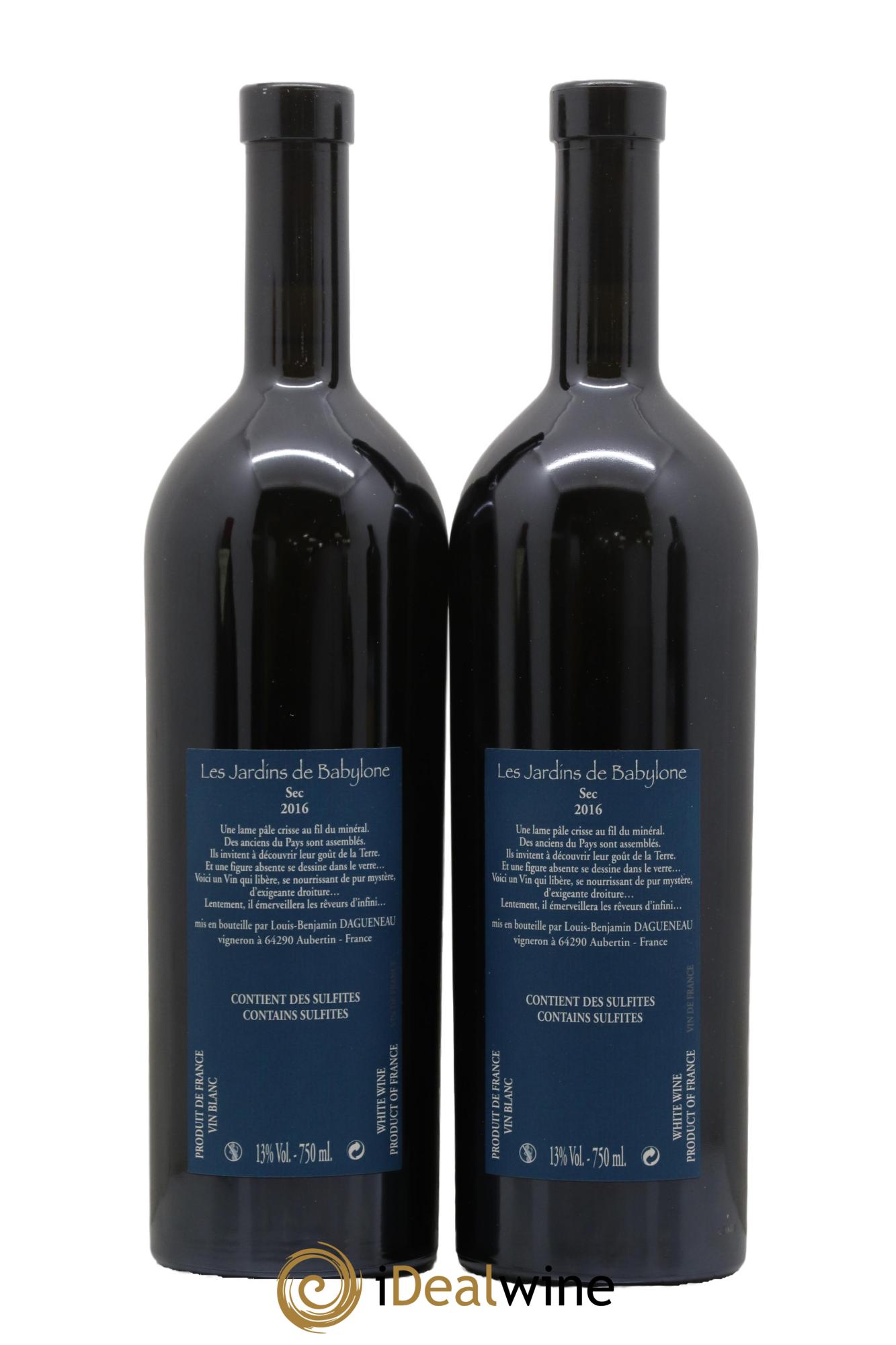 Vin de France(anciennement Jurançon) Les Jardins de Babylone Sec Didier Dagueneau 2016 - Lot of 2 bottles - 1