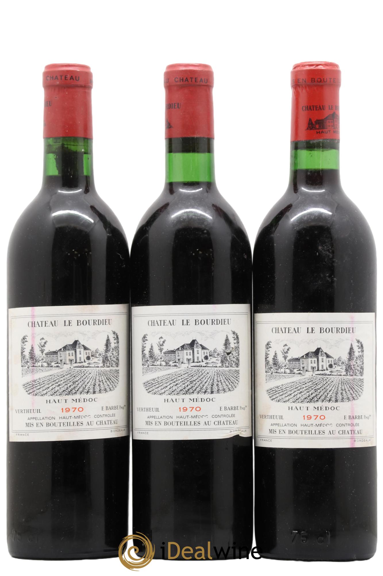 Château le Bourdieu Cru Bourgeois 1970 - Lot de 3 bouteilles - 0