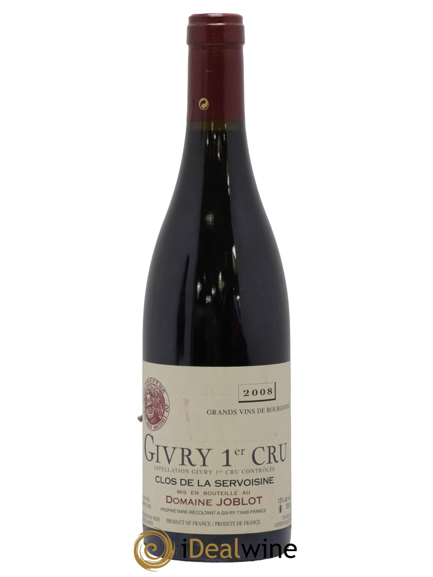 Givry 1er Cru Servoisine Joblot (Domaine) 2008 - Lot de 1 bouteille - 0