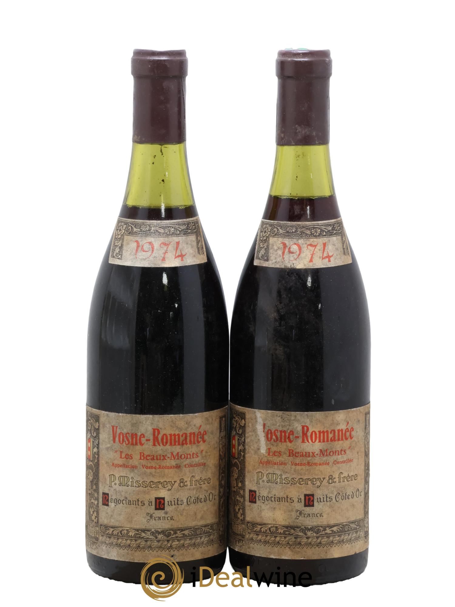 Vosne-Romanée Les Beaux Monts Domaine Misserey & Frères 1974 - Lot de 2 bouteilles - 0