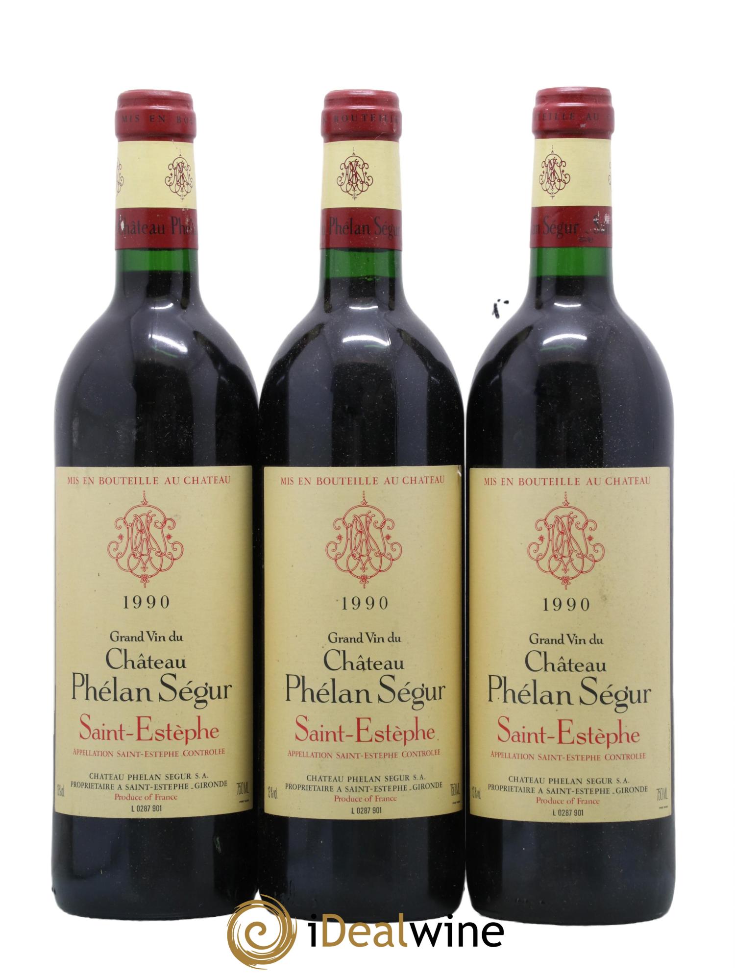 Château Phélan Ségur 1990 - Lot de 3 bouteilles - 0