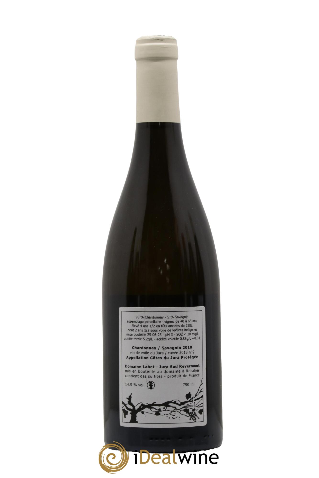 Côtes du Jura Vin de Voile Chardonnay-Savagnin cuvée de garde Romain - Julien - Charline Labet 2018 - Lot de 1 bouteille - 1