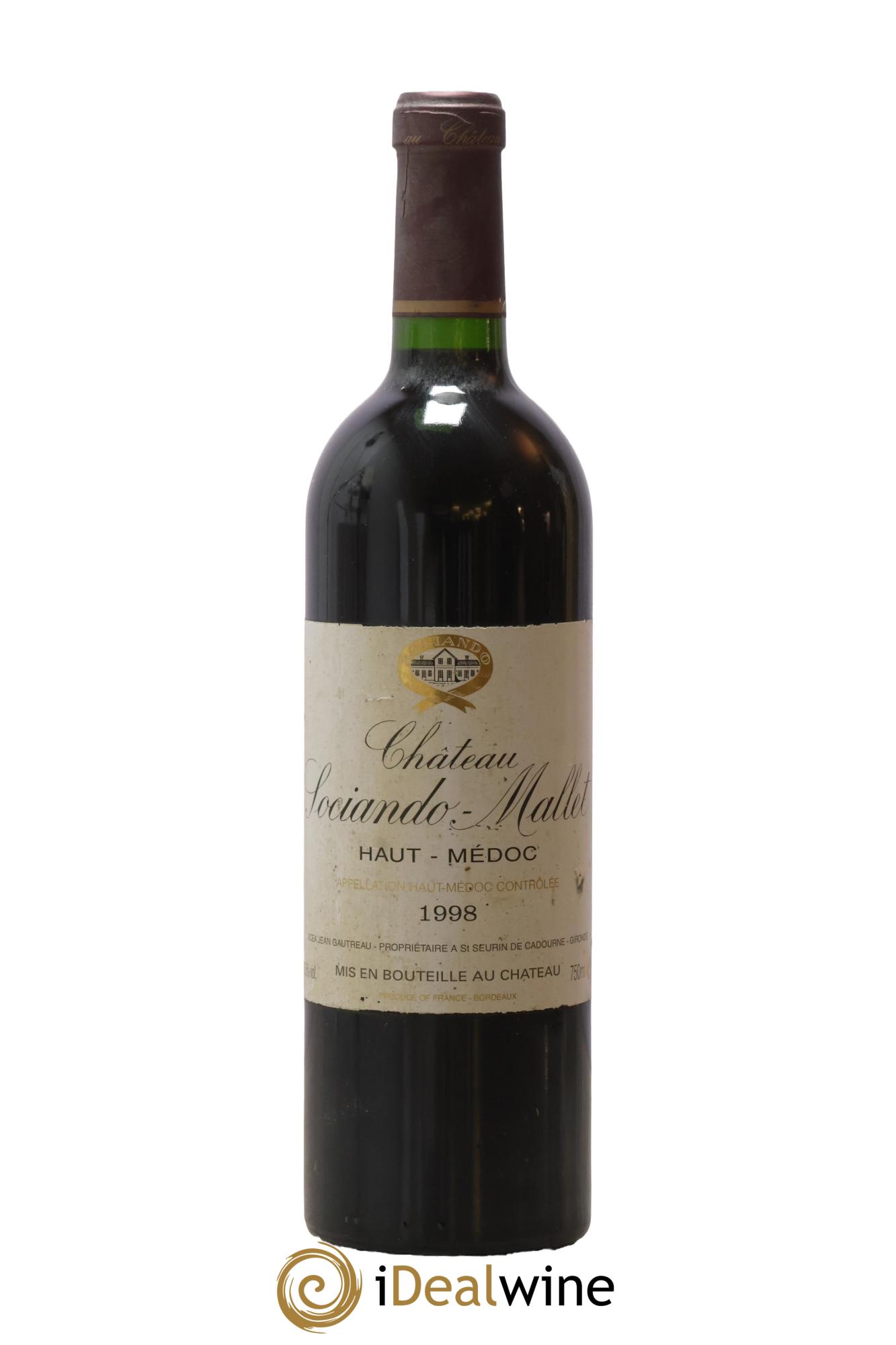 Château Sociando Mallet 1998 - Lot de 1 bouteille - 0