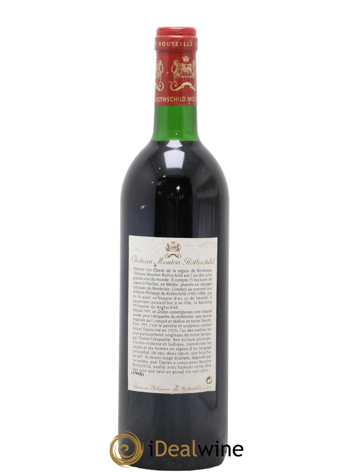 Château Mouton Rothschild 1er Grand Cru Classé 1995 - Lotto di 1 bottiglia - 1