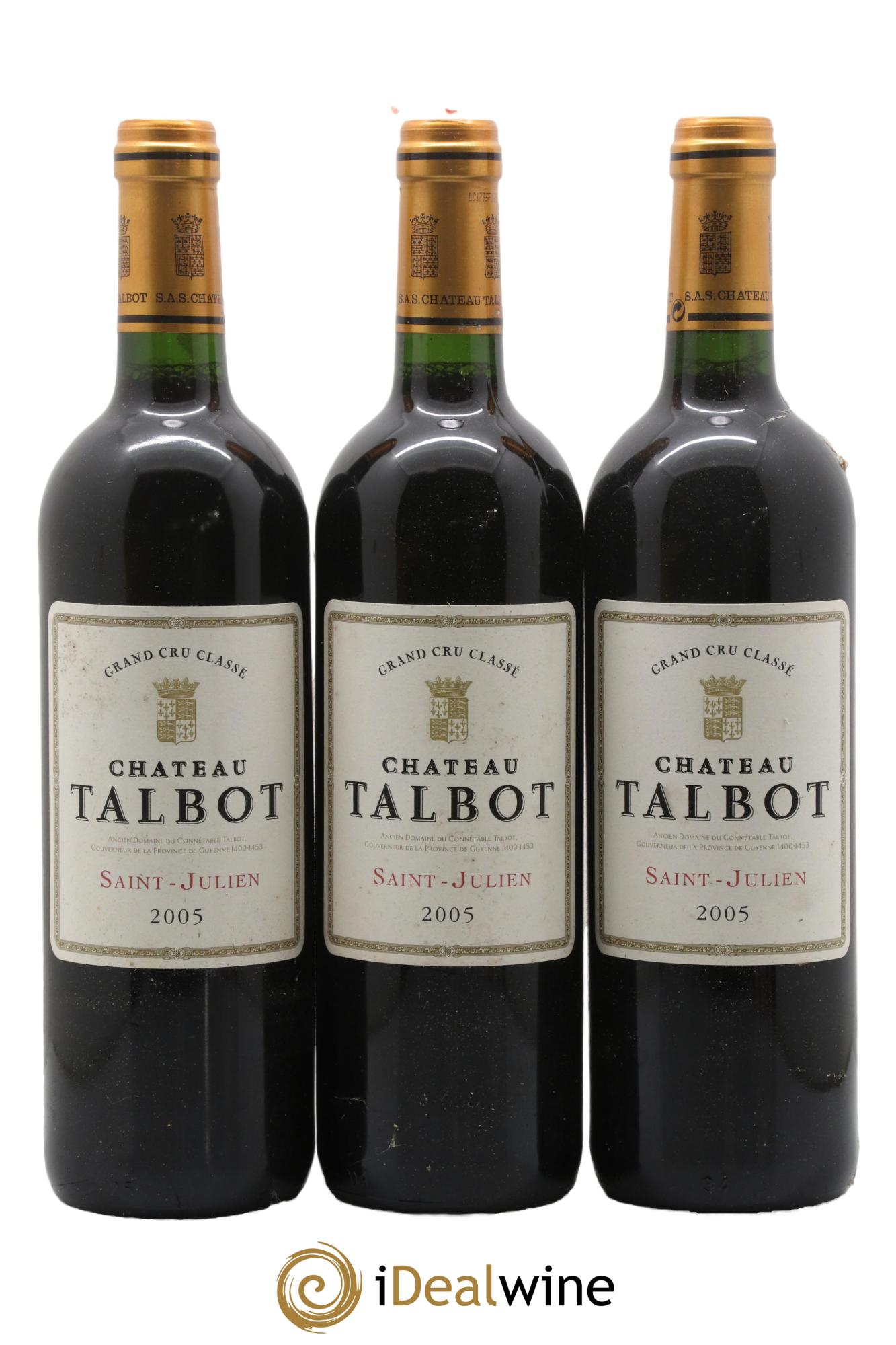 Château Talbot 4ème Grand Cru Classé 2005 - Lot de 3 bouteilles - 0