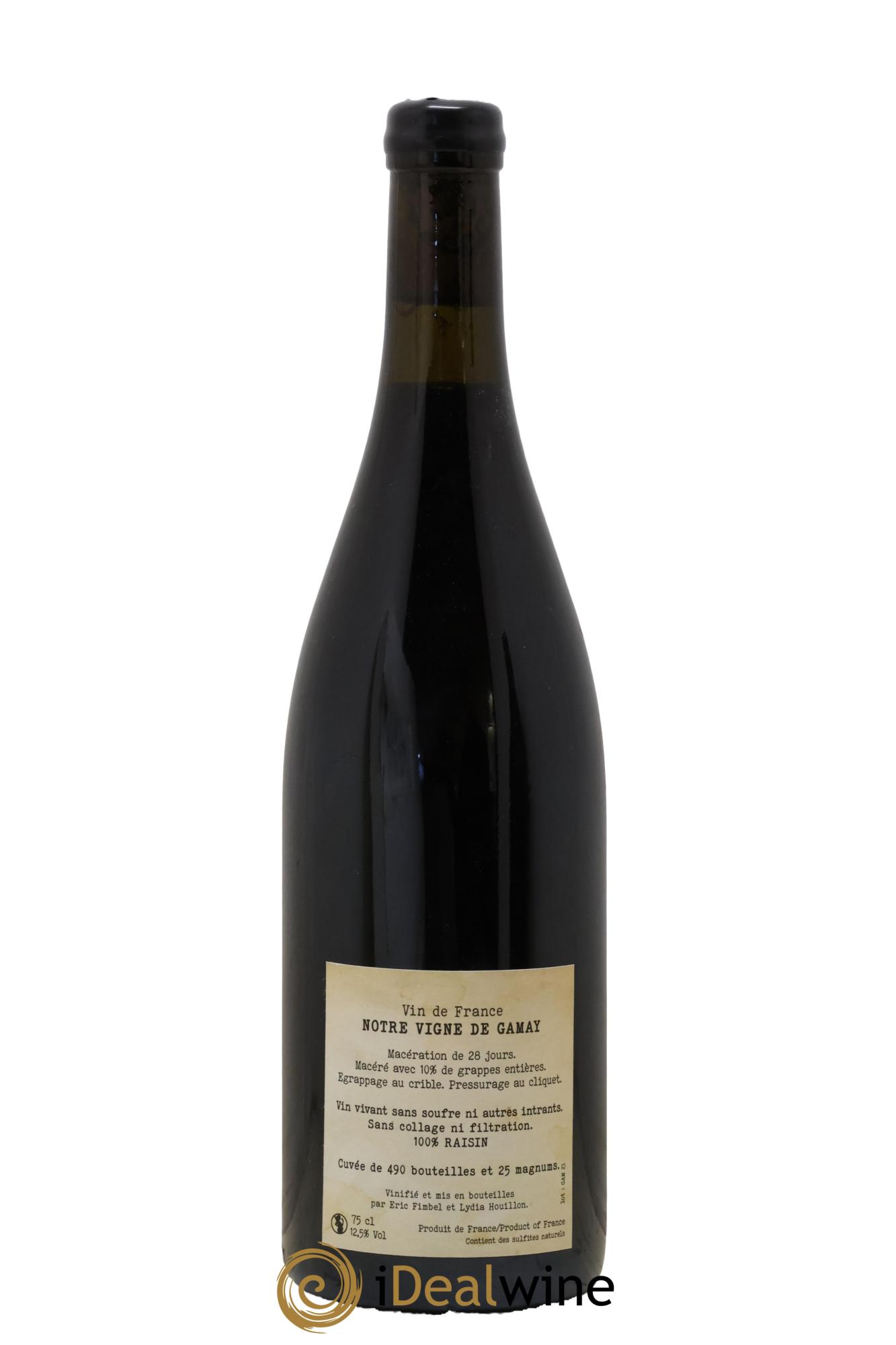 Vin de France Notre Vigne de Gamay Éric Fimbel et Lydia Houillon 2023 - Lot de 1 bouteille - 1