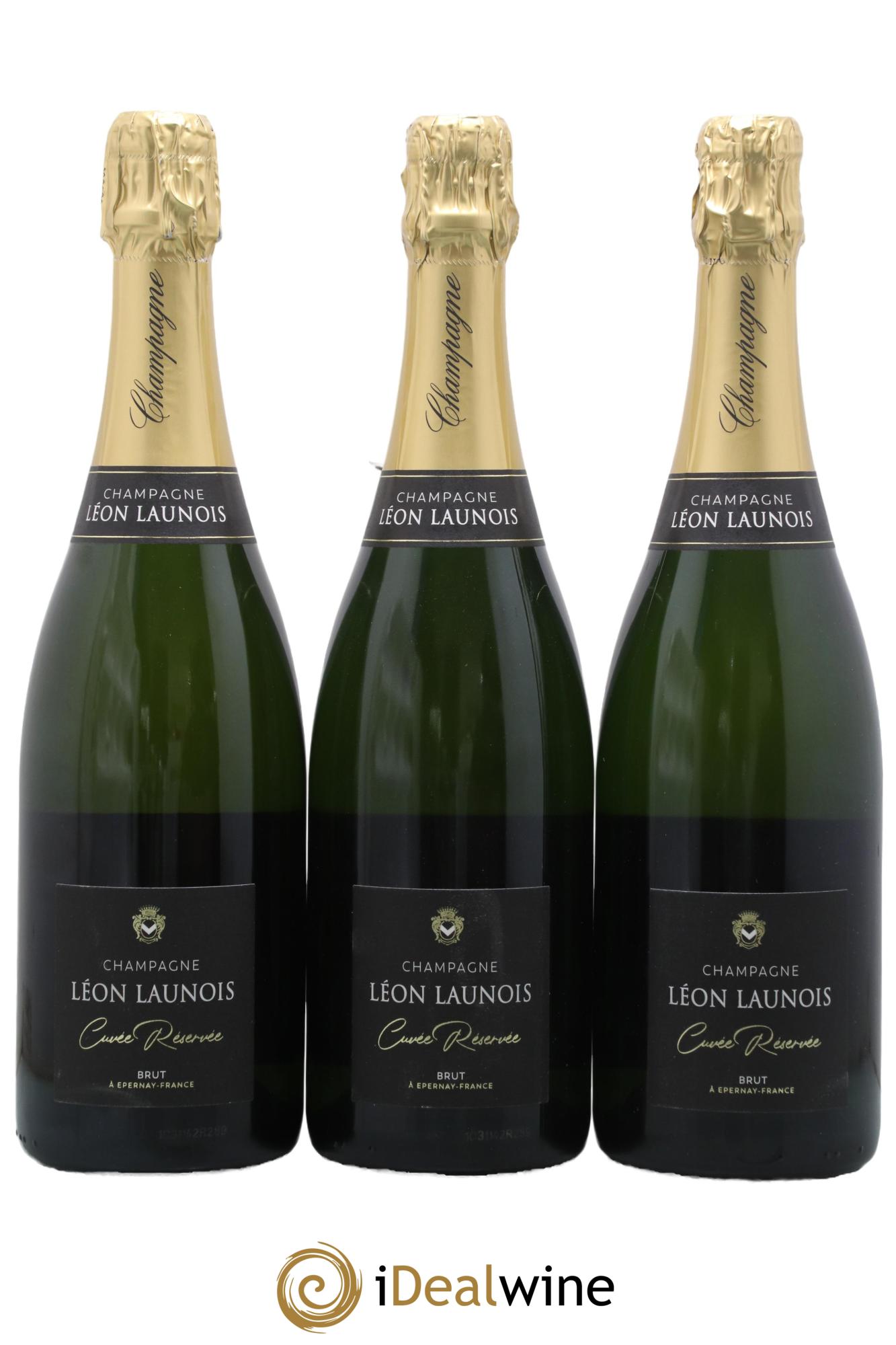 Champagne Brut Cuvée Réservée Maison Léon Launois - Lot of 3 bottles - 0