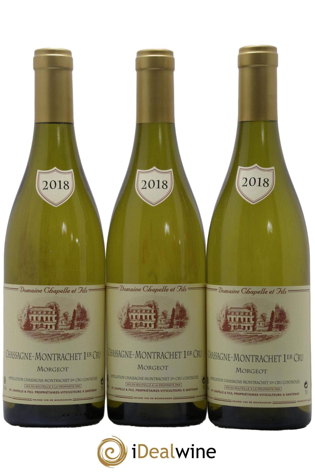 Chassagne-Montrachet 1er Cru Morgeot Domaine Chapelle 2018 - Lot de 3 bouteilles - 0