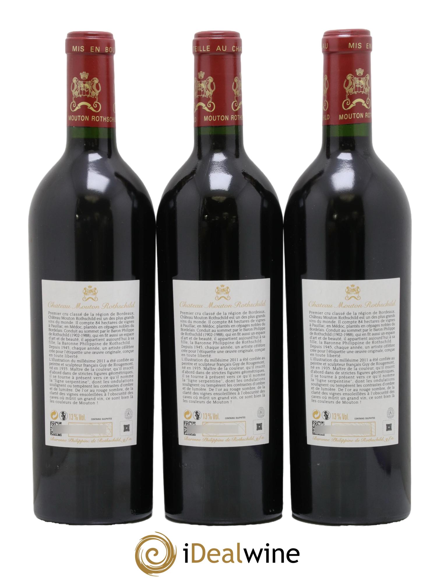 Château Mouton Rothschild 1er Grand Cru Classé 2011 - Lot de 3 bouteilles - 1