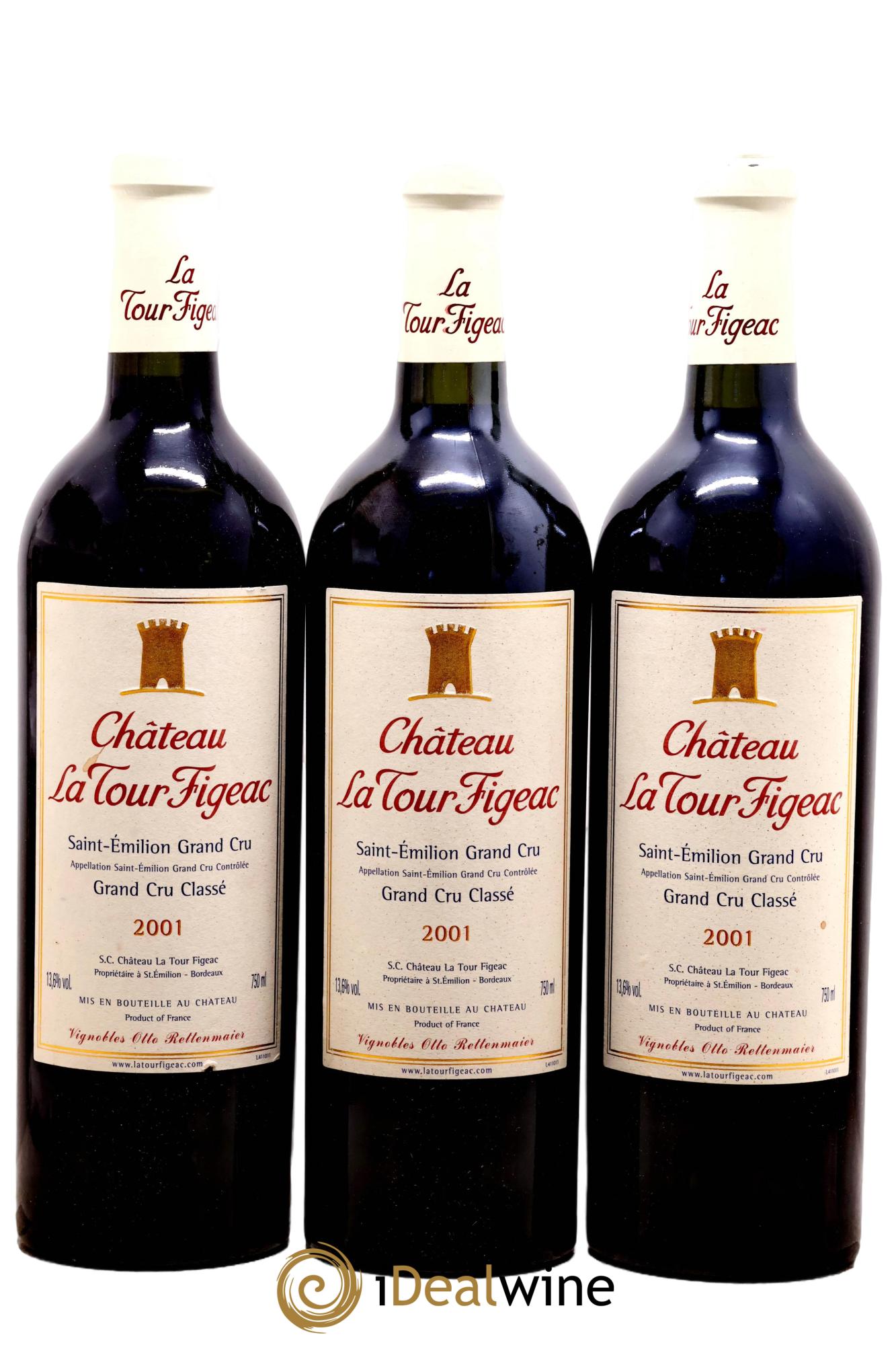 Château la Tour Figeac Grand Cru Classé 2001 - Posten von 3 Flaschen - 0