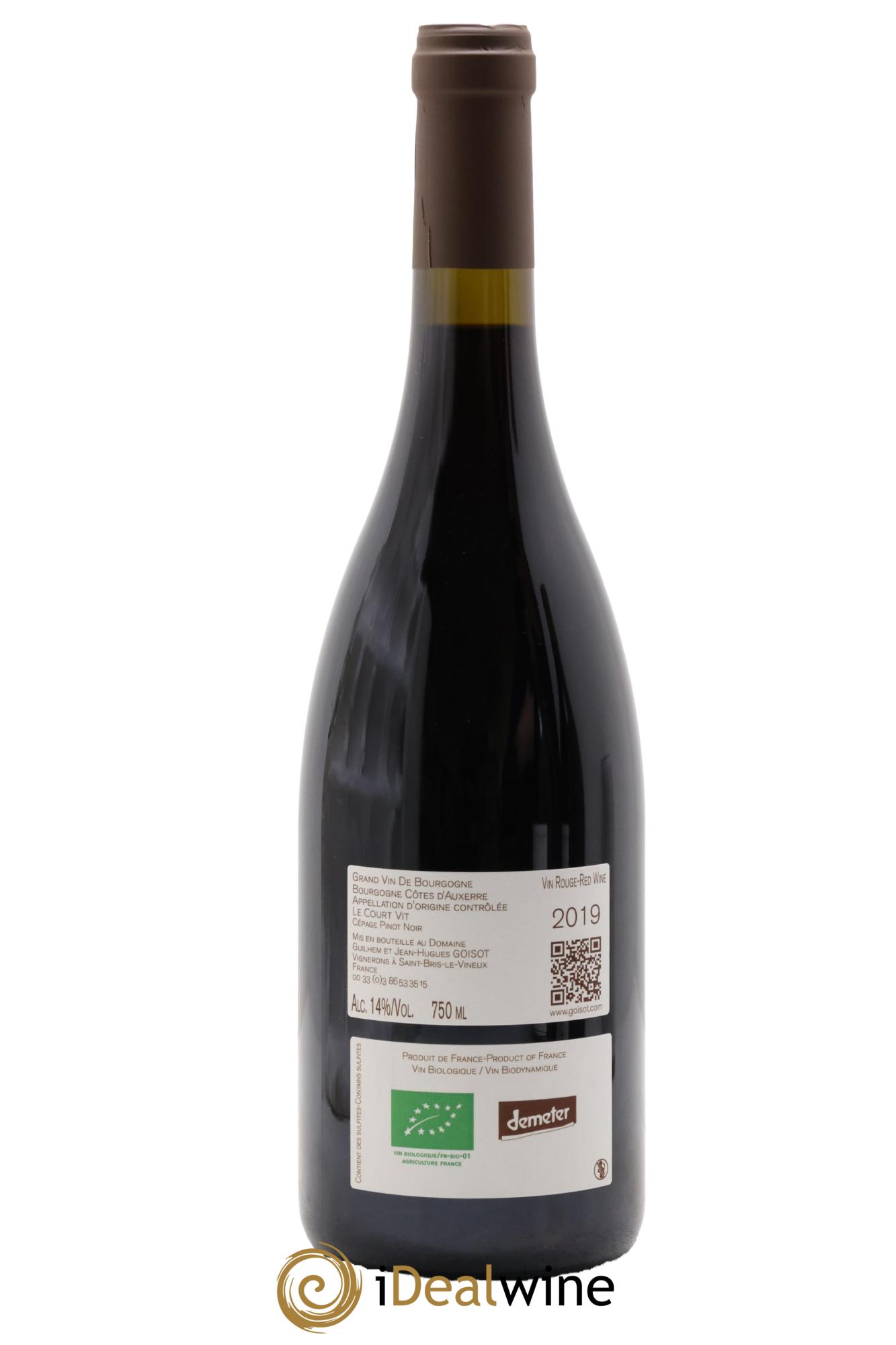Bourgogne Côtes d'Auxerre Le Court Vit Goisot 2019 - Lot of 1 bottle - 1