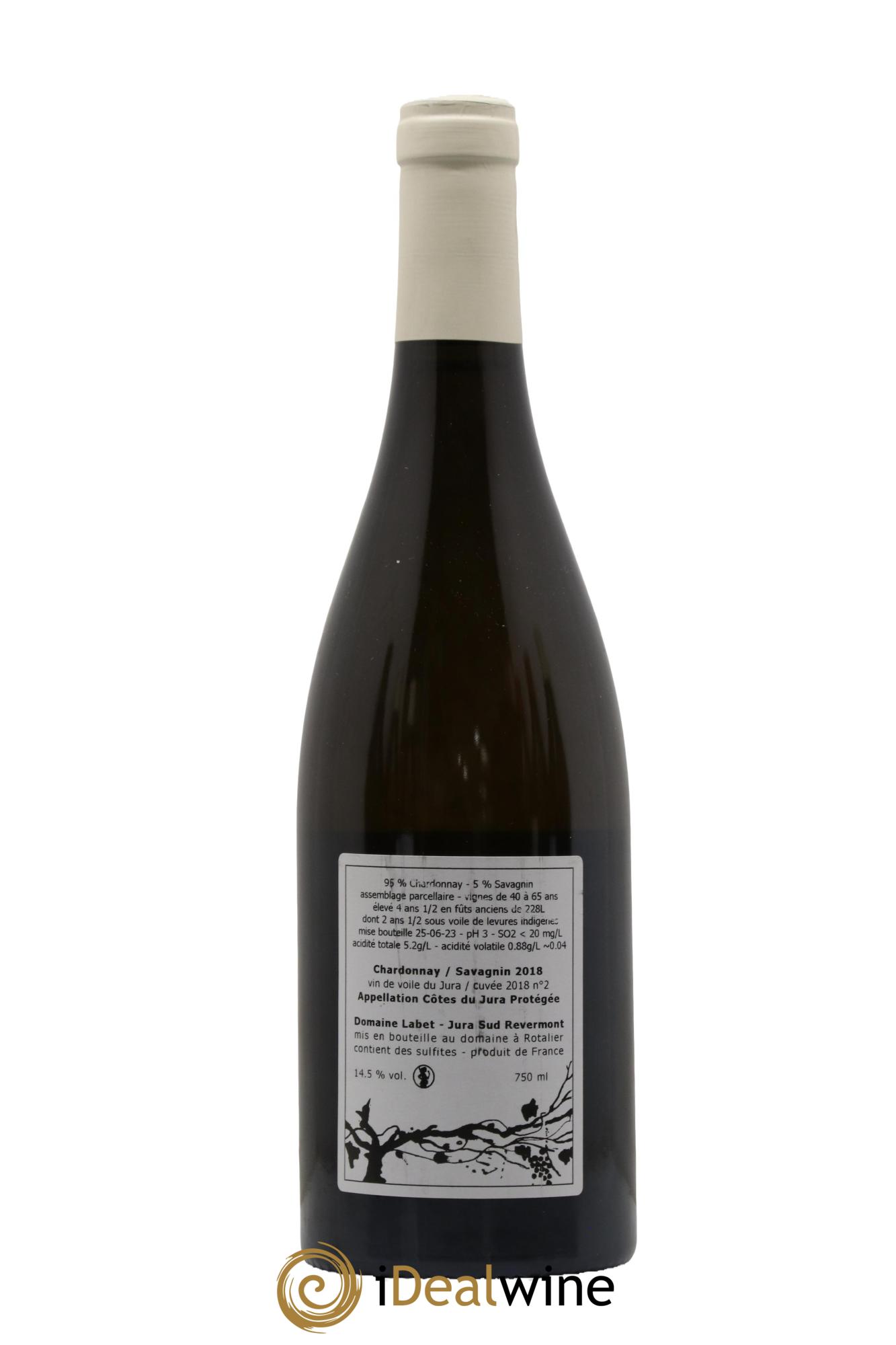 Côtes du Jura Vin de Voile Chardonnay-Savagnin cuvée de garde Romain - Julien - Charline Labet 2018 - Lot de 1 bouteille - 1