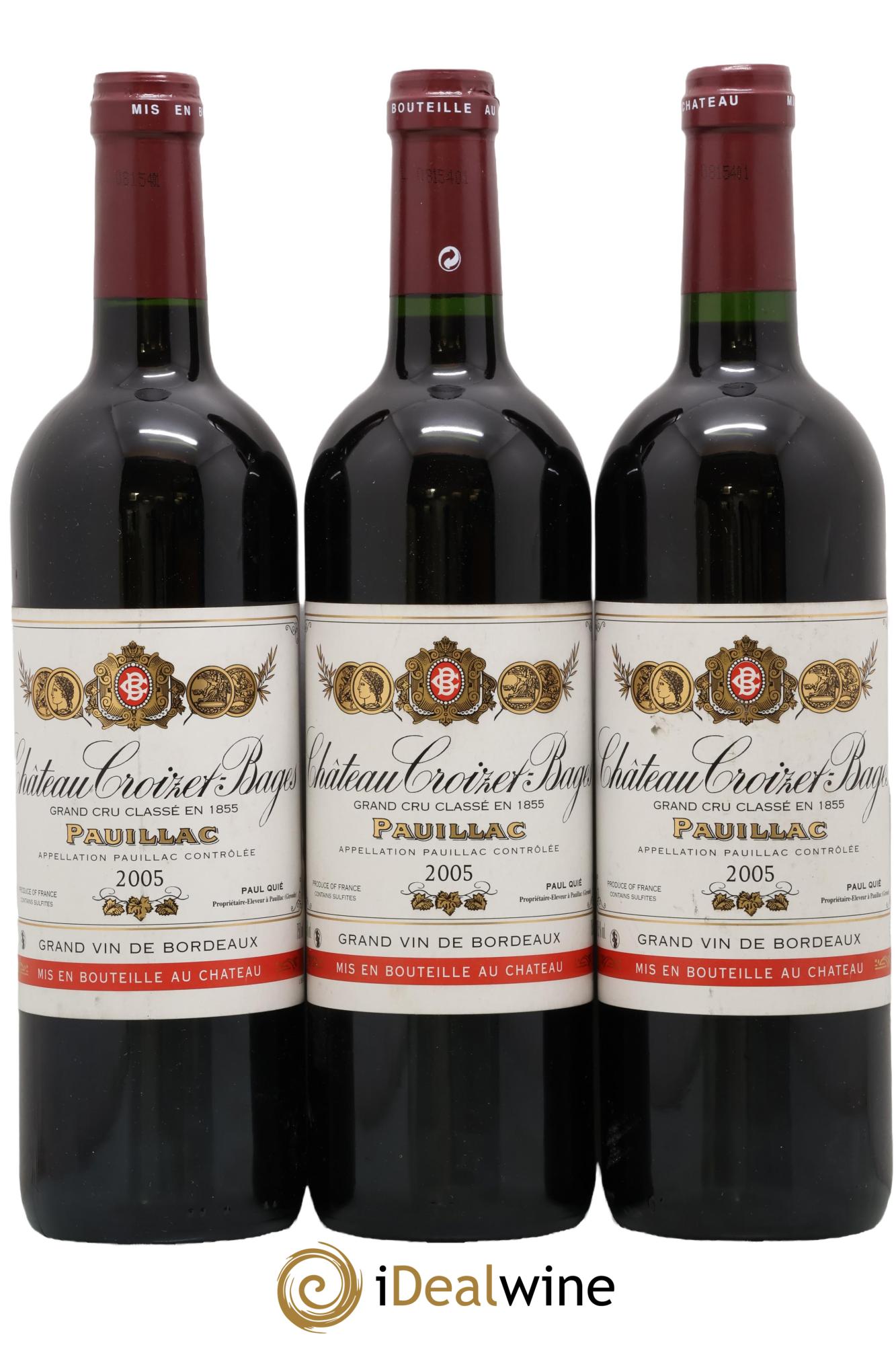 Château Croizet Bages 5ème Grand Cru Classé 2005 - Lot de 3 bouteilles - 0