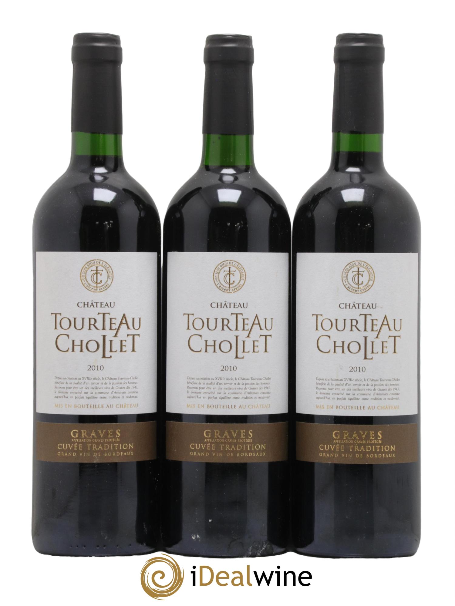 Graves Chateau Tourteau Chollet 2010 - Lot de 3 bouteilles - 0