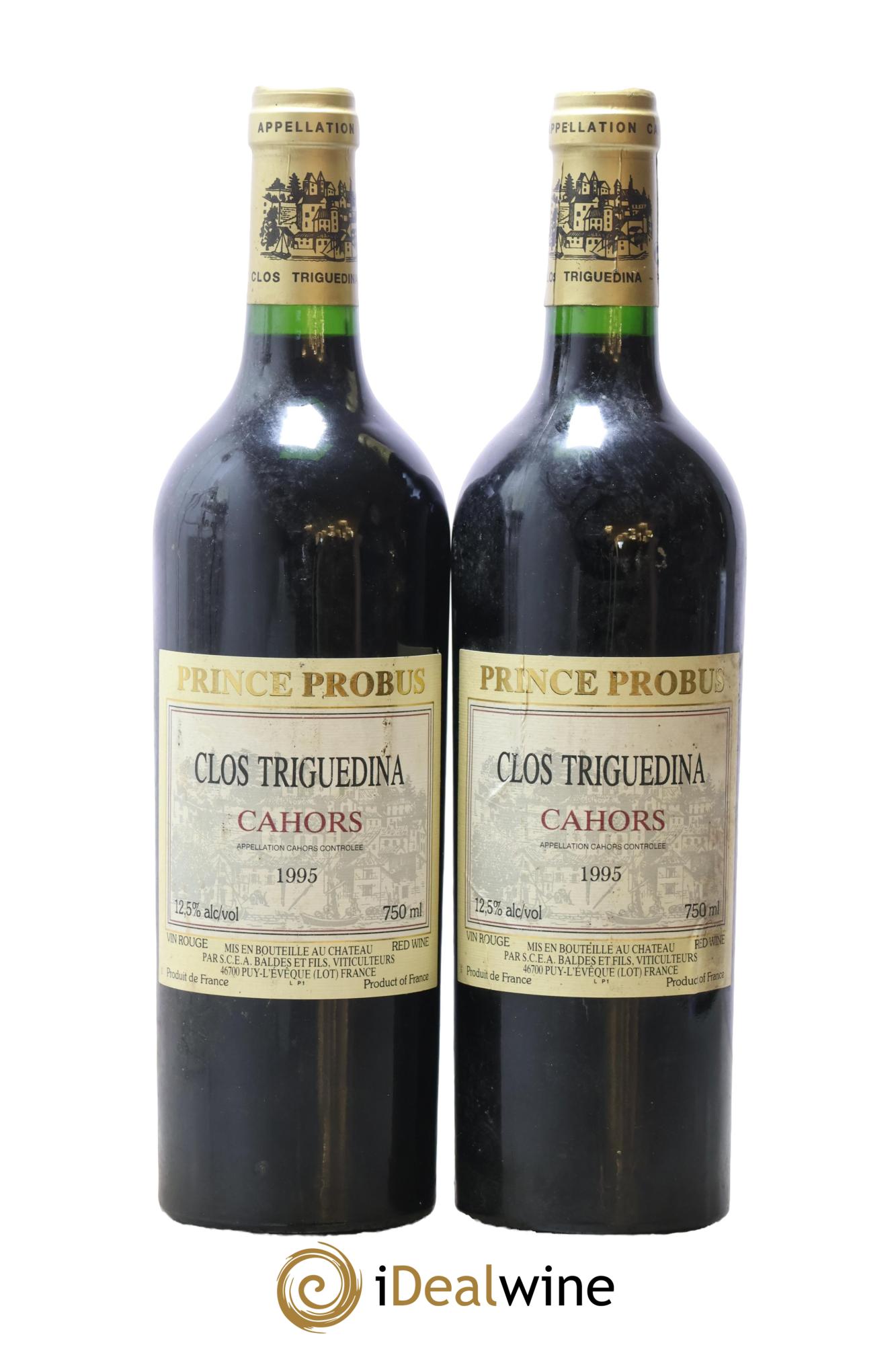 Cahors Clos Triguedina Probus Jean-Luc Baldès 1995 - Lot de 2 bouteilles - 0
