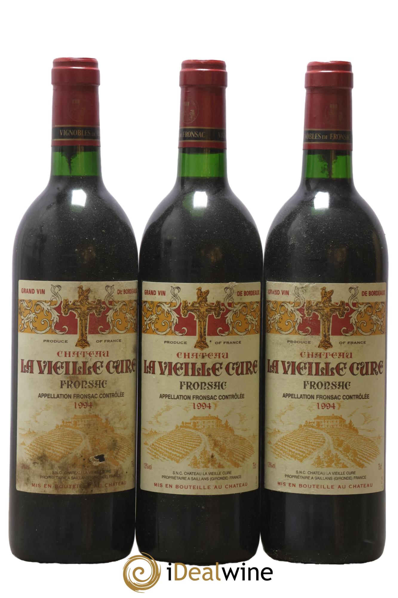 Château La Vieille Cure 1994 - Lot de 3 bouteilles - 0