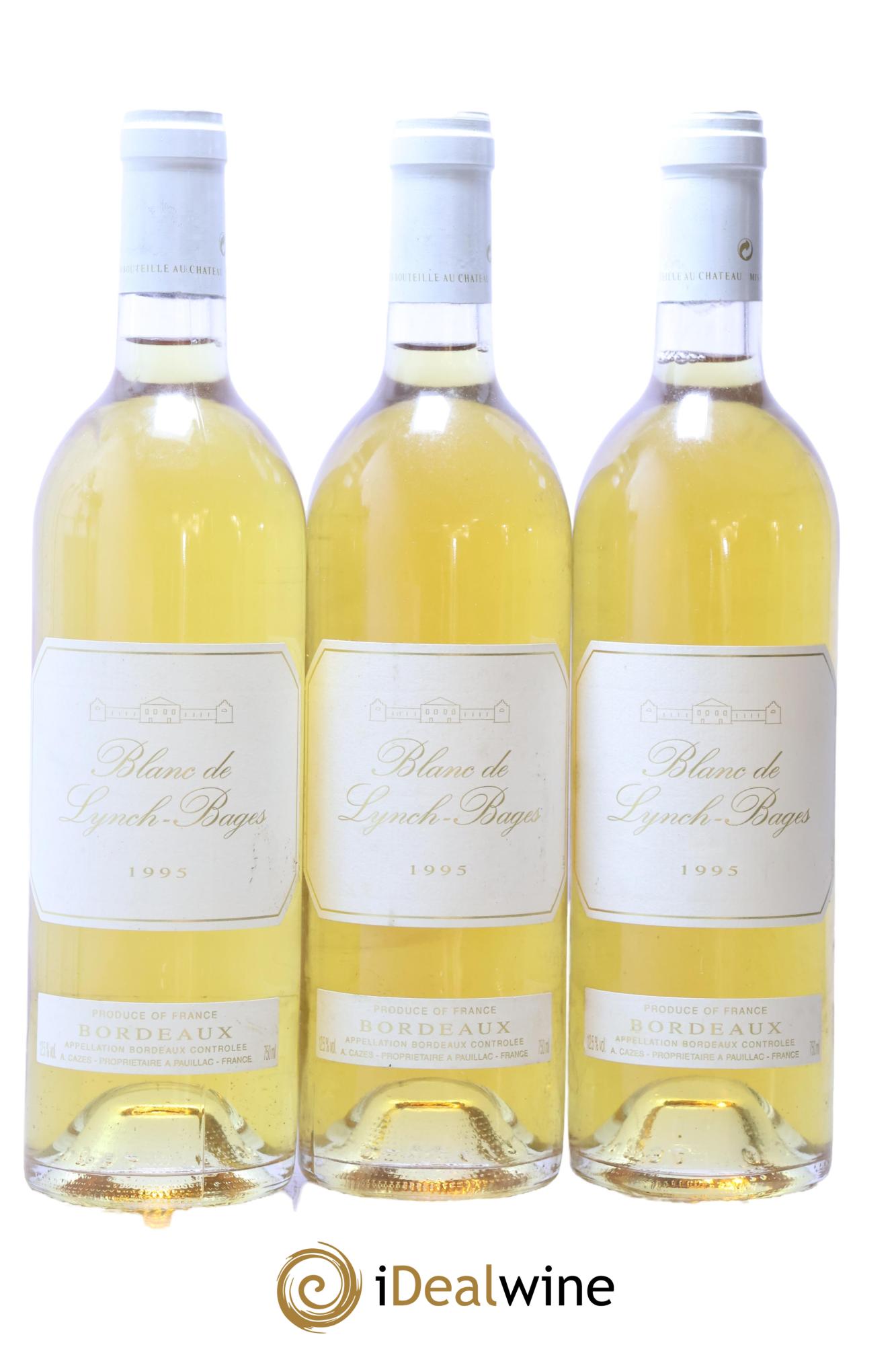 Blanc de Lynch Bages 1995 - Lot of 3 bottles - 0