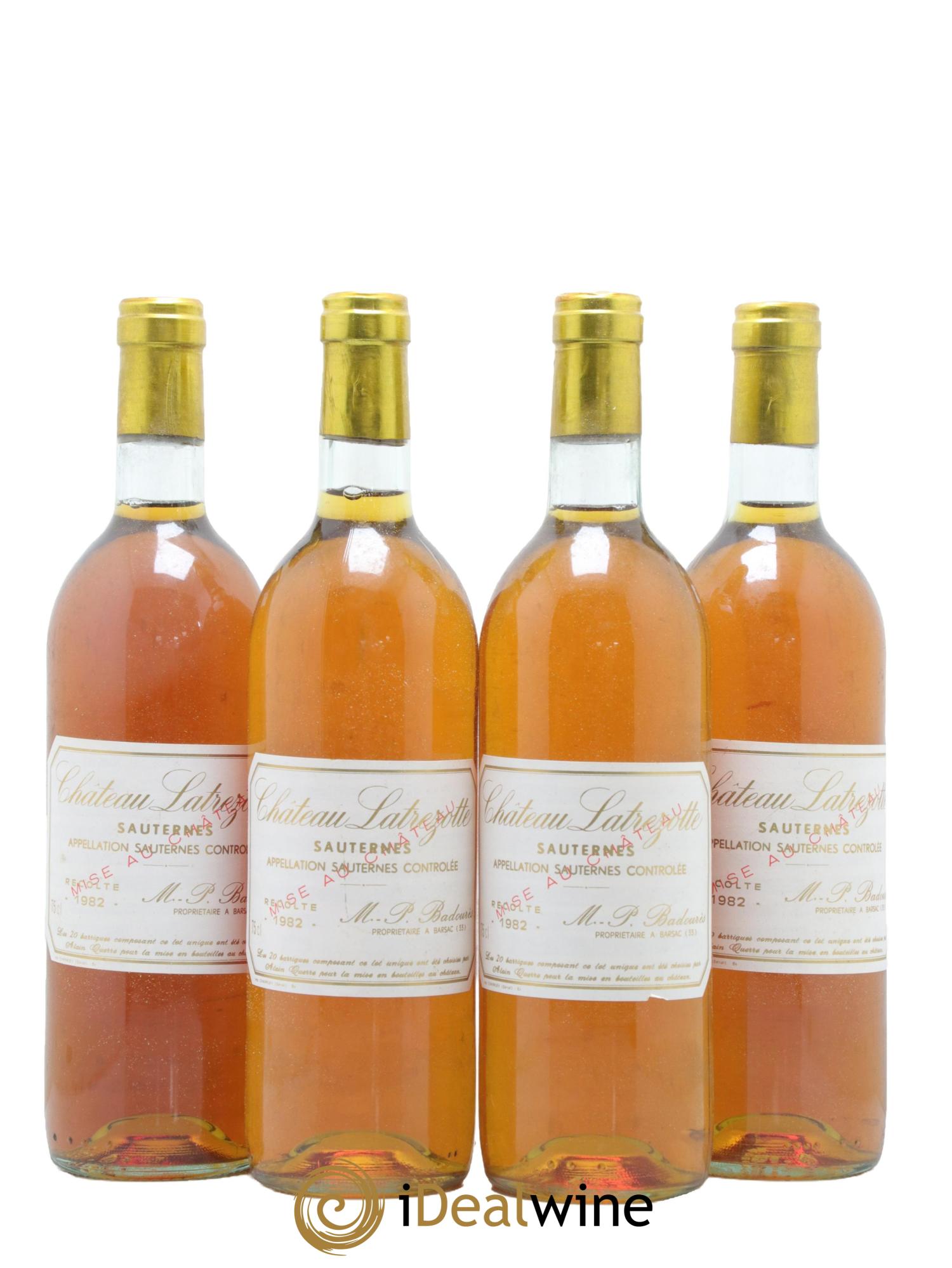 Sauternes Château Latrezotte 1982 - Lotto di 4 bottiglie - 0