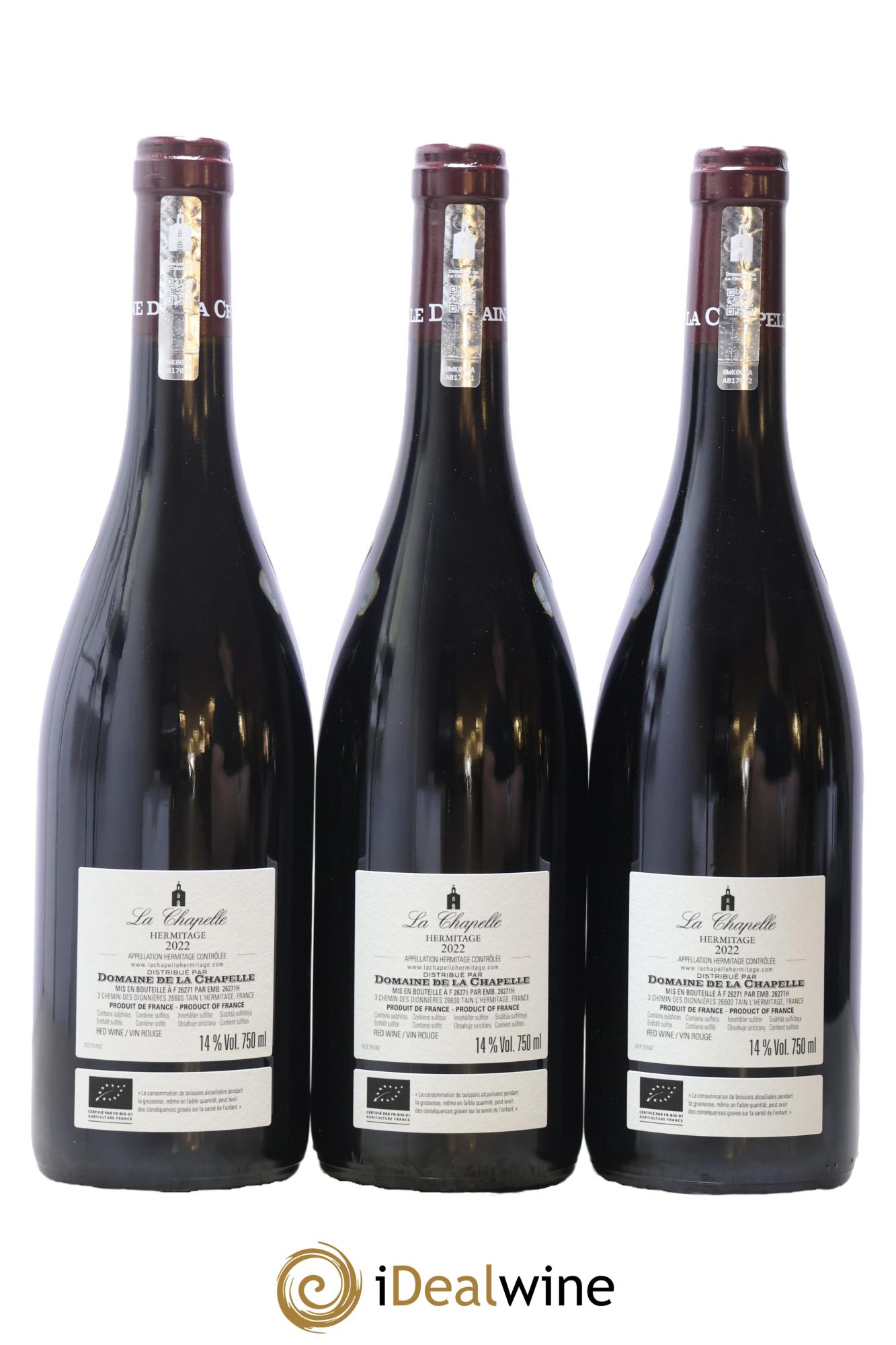 Hermitage La Chapelle Paul Jaboulet Ainé 2022 - Lot of 3 bottles - 1