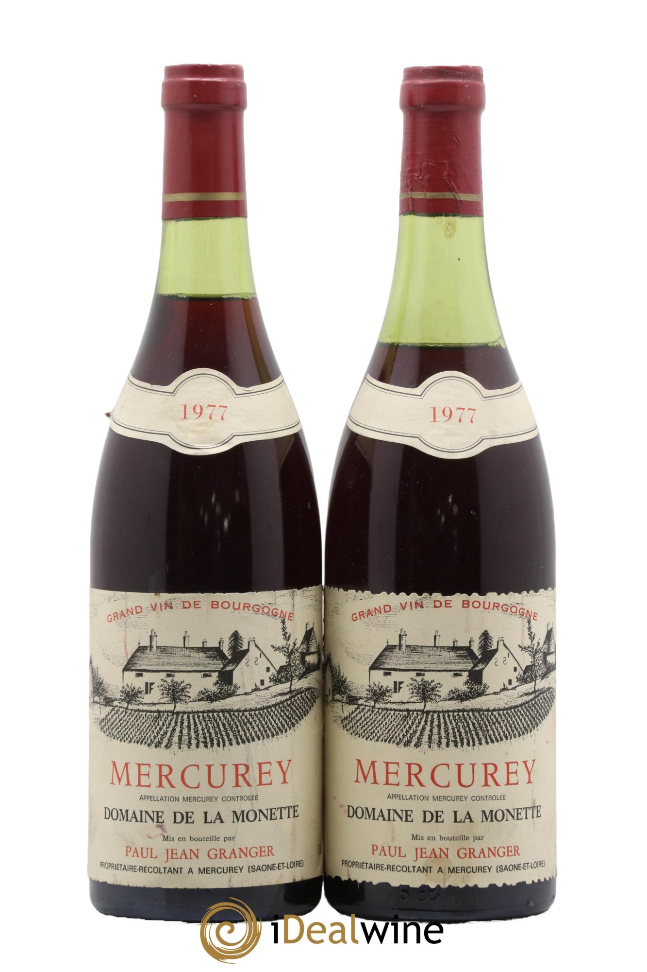 Mercurey Domaine de la Monette Paul Jean Granger 1977 - Lot de 2 bouteilles - 0