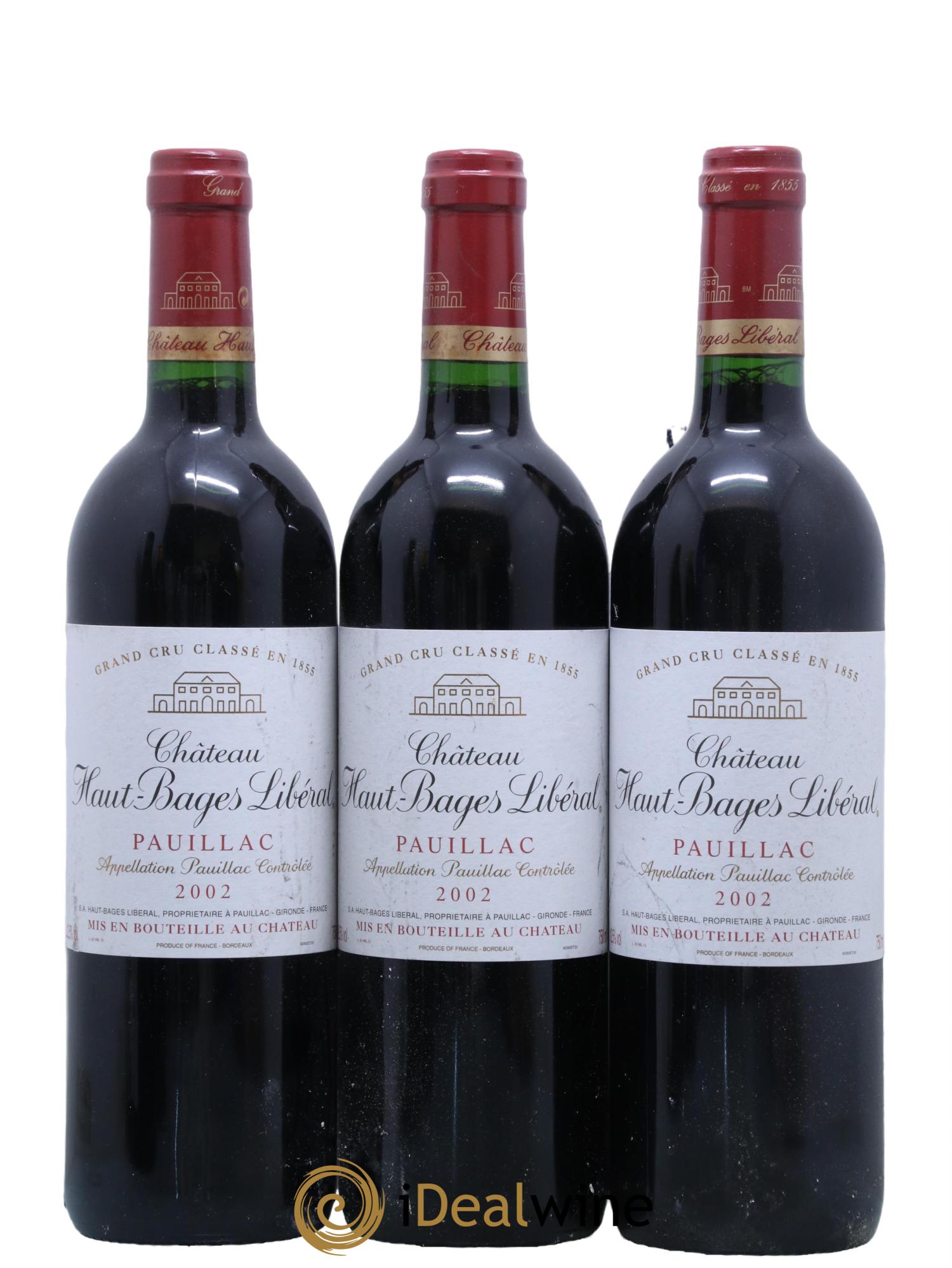 Château Haut Bages Libéral 5ème Grand Cru Classé 2002 - Lot de 3 bouteilles - 0