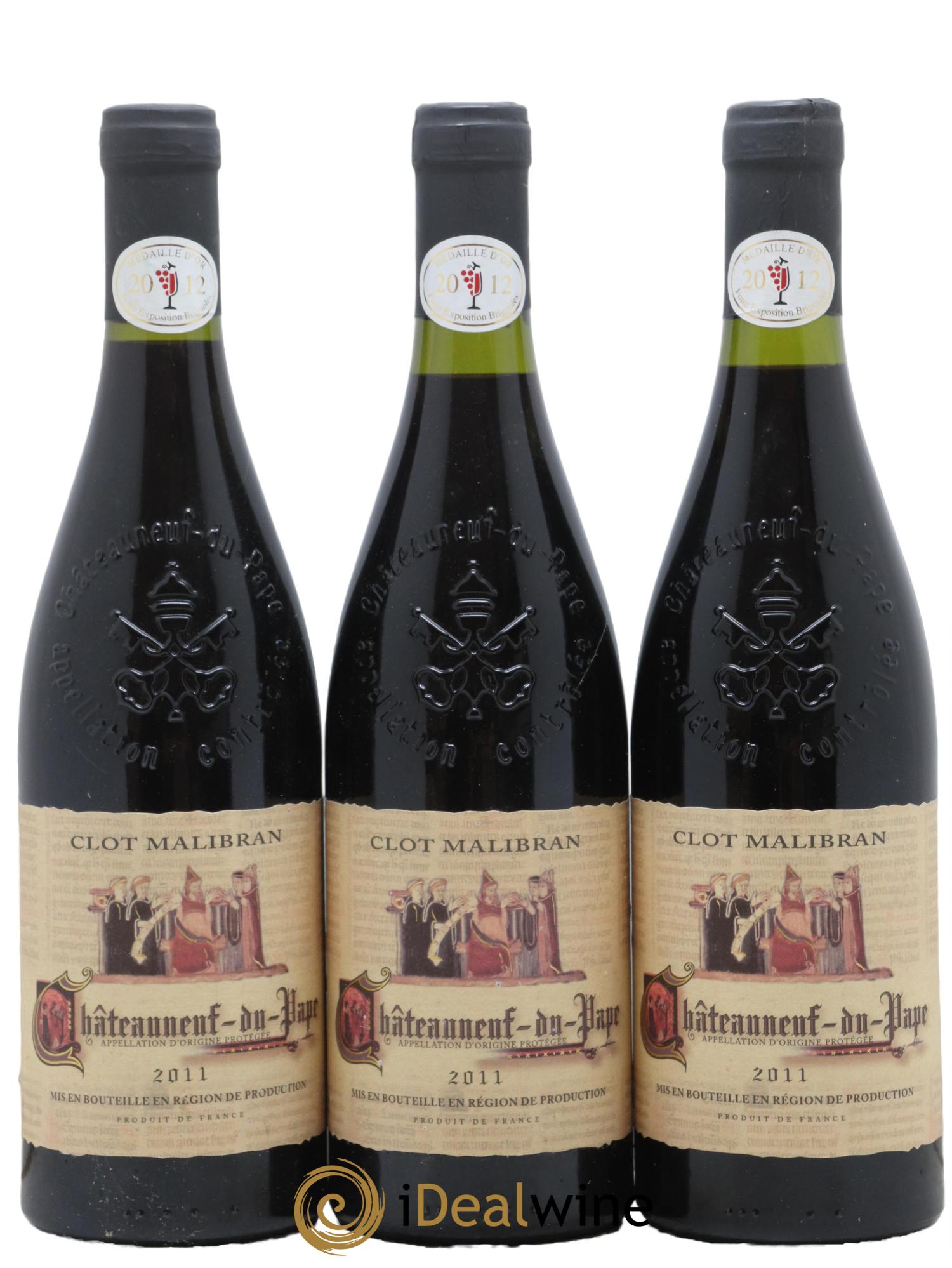 Châteauneuf-du-Pape Clot Malibran 2011 - Lot de 3 bouteilles - 0