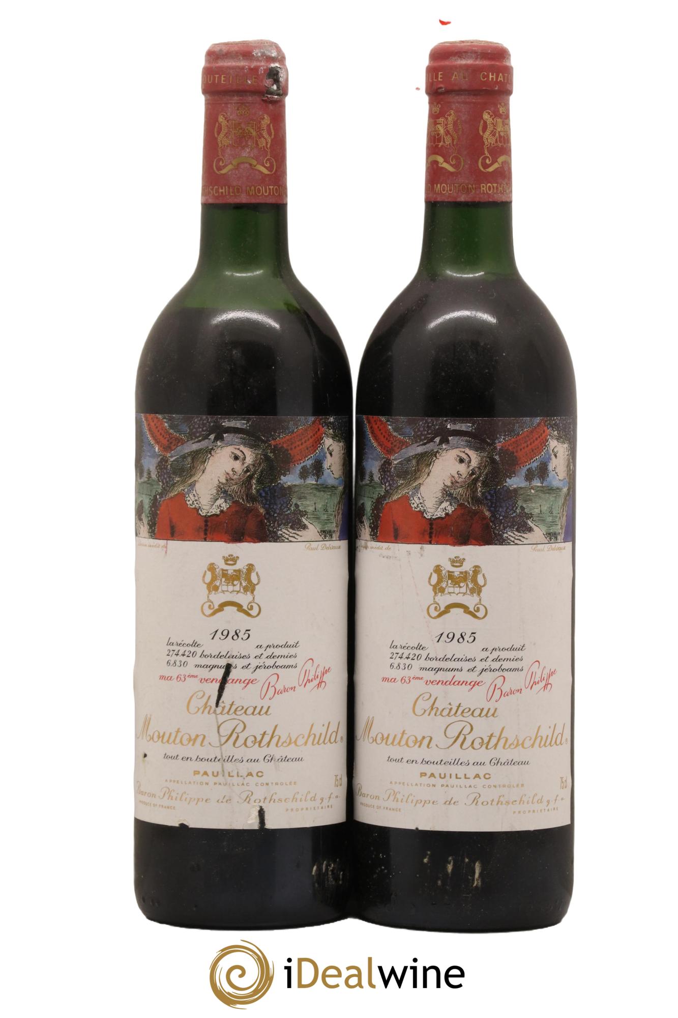 Château Mouton Rothschild 1er Grand Cru Classé 1985 - Lot de 2 bouteilles - 0