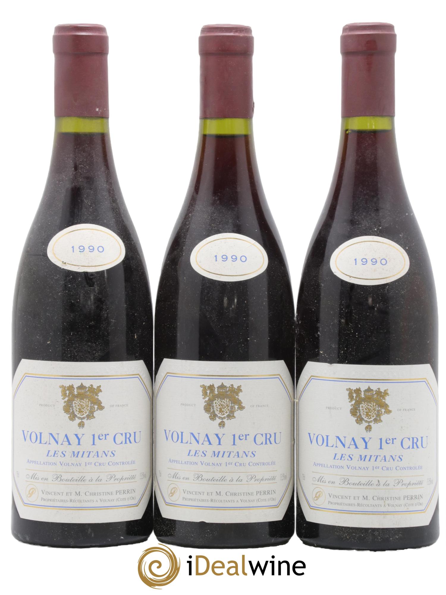 Volnay 1er Cru Les Mitans Domaine Perrin 1990 - Lot de 3 bouteilles - 0