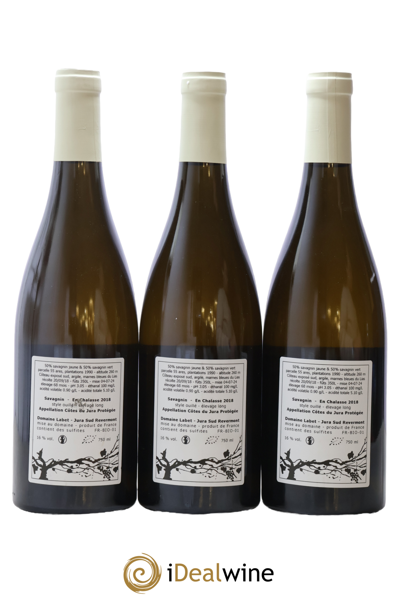 Côtes du Jura Savagnin en Chalasse Elevage Long Romain - Julien - Charline Labet 2018 - Lot de 3 bouteilles - 1