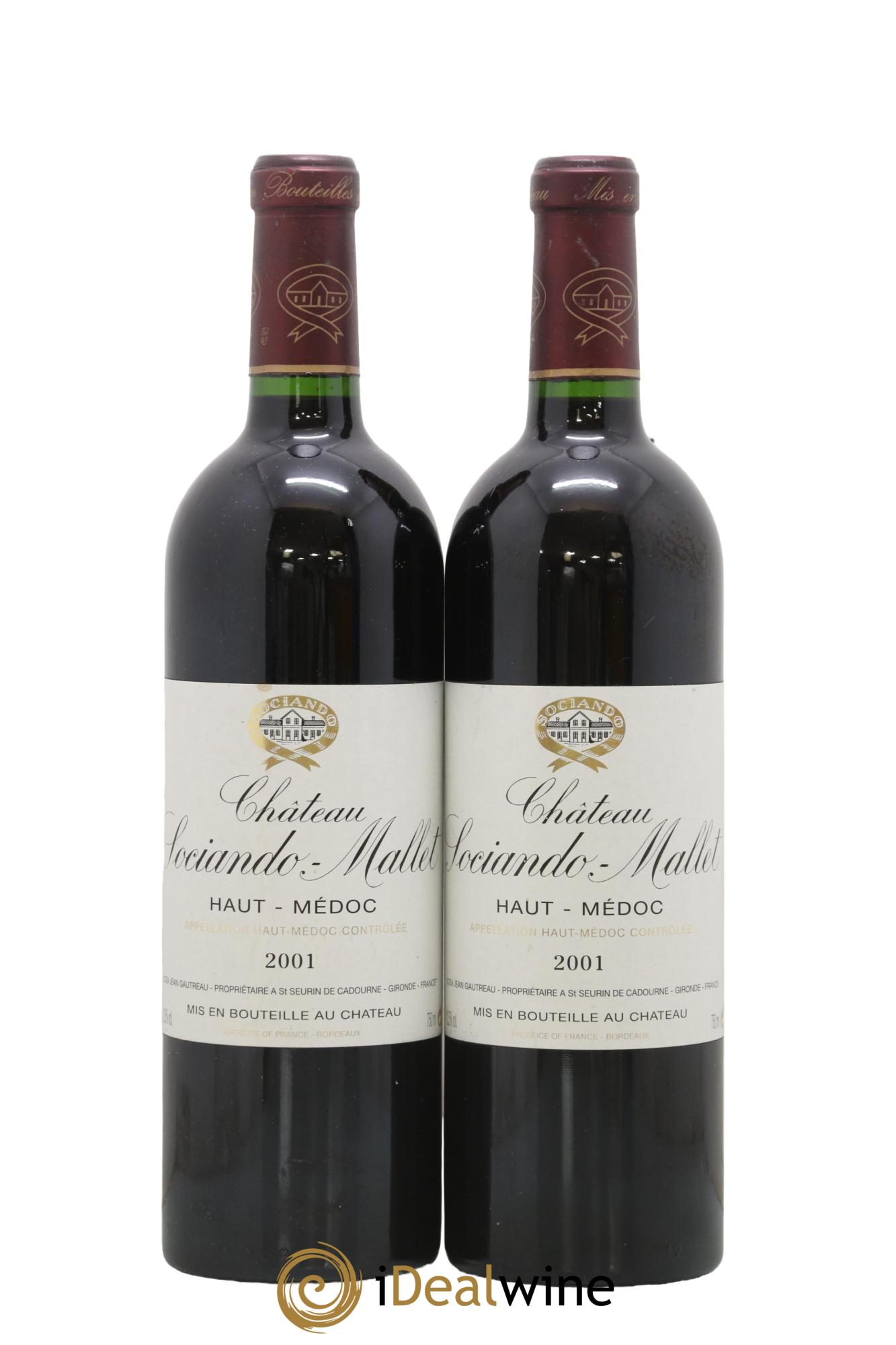 Château Sociando Mallet 2001 - Posten von 2 Flaschen - 0